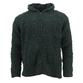 Chunky Wool Multi Knit Hoodie - Charcoal