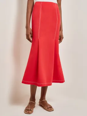 Contrast Stitch Midi Trumpet Skirt