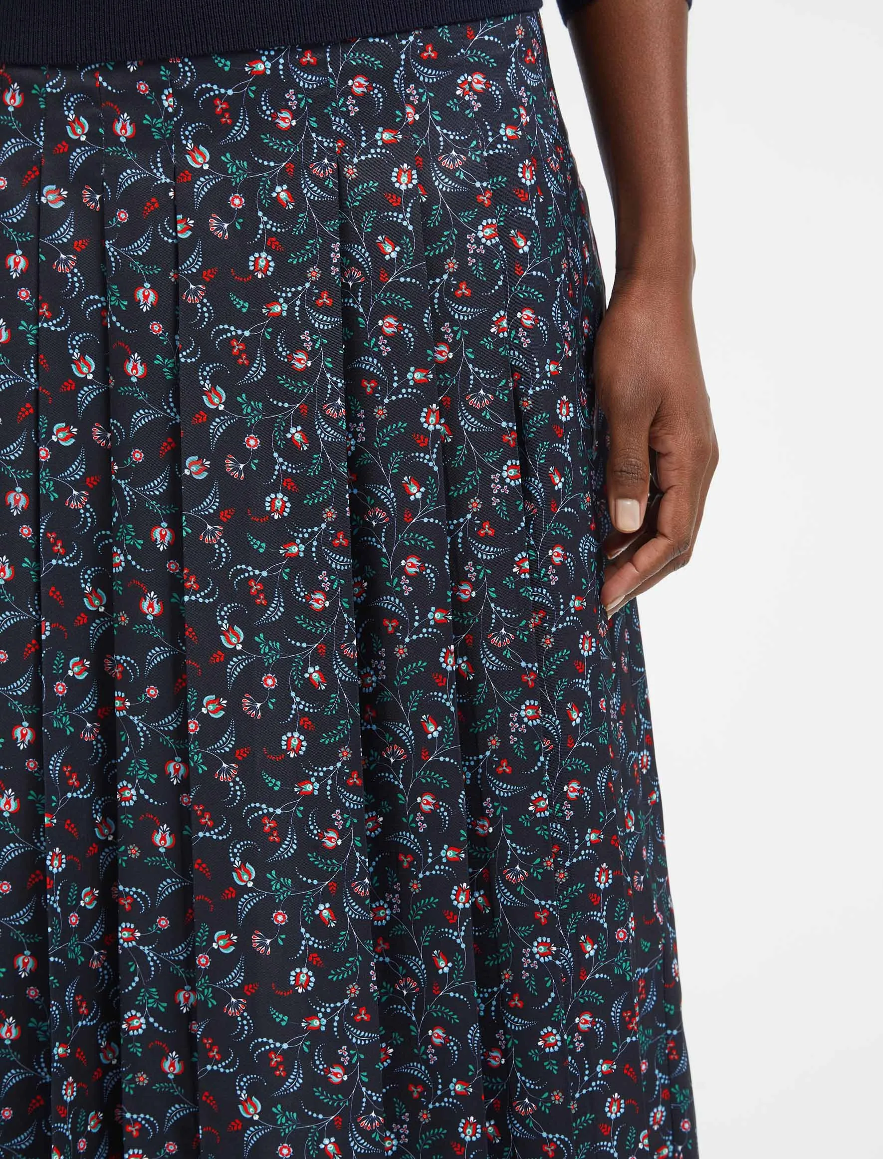 Cordelia Midi Dress - Navy Cornflower Blue Trailing Floral Print