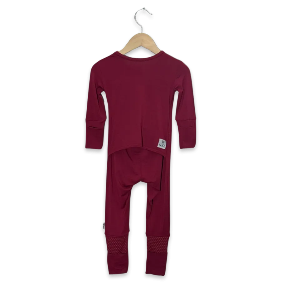 Cranberry Adaptive Tube Access with snaps Kid's Day to Night Romper