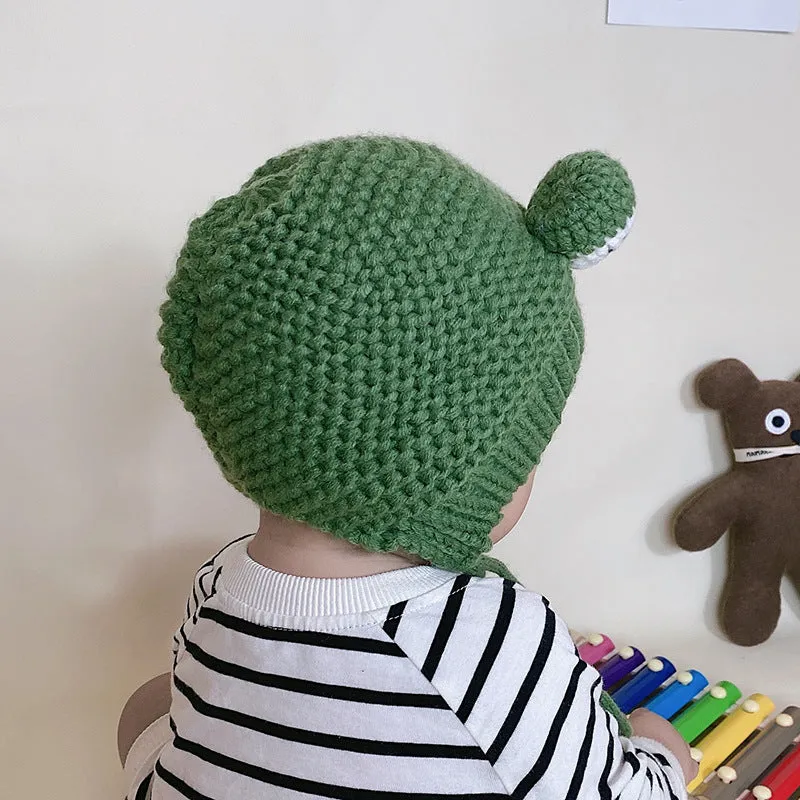 Cute Frog Cartoon Winter Kids Knitted Beanie Hat