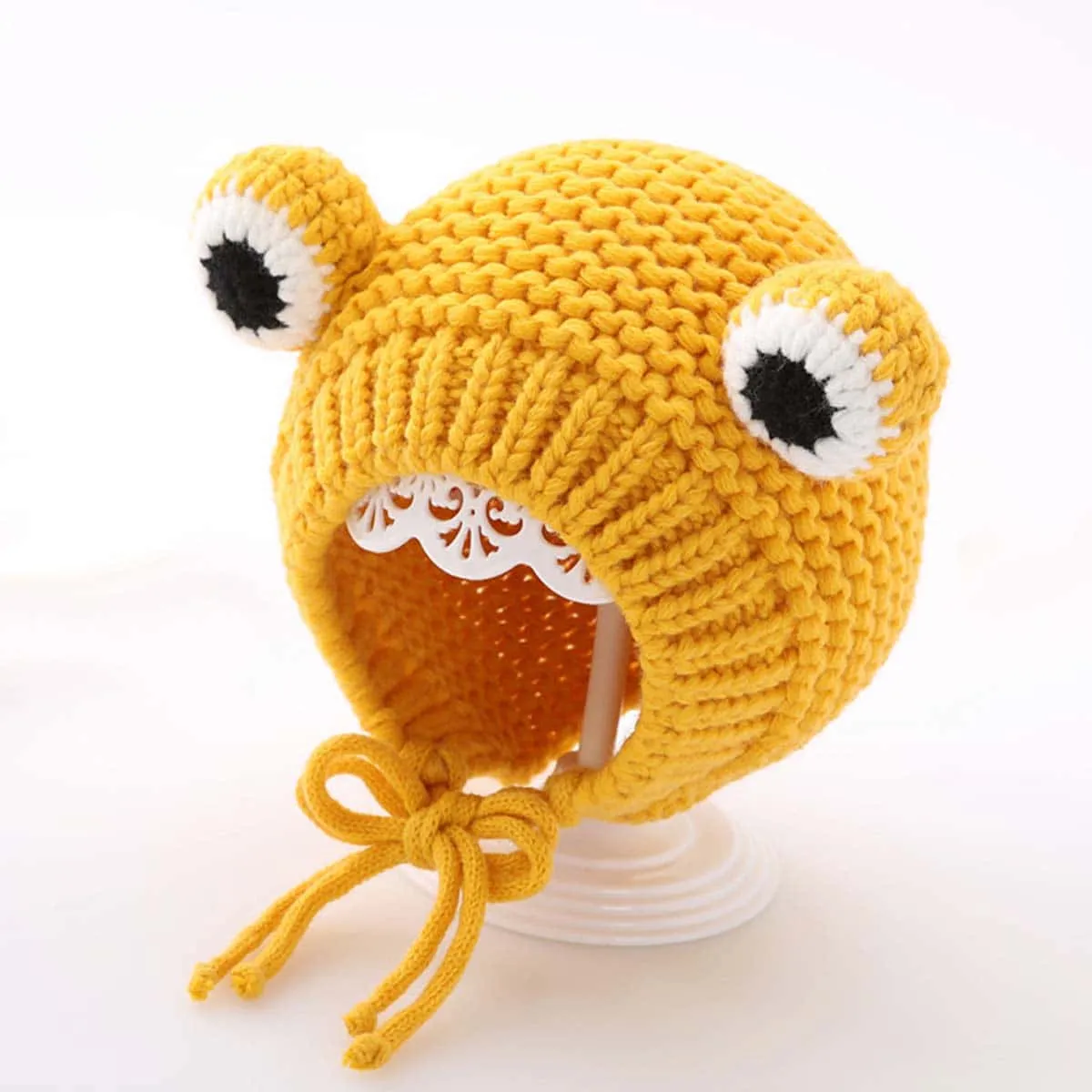 Cute Frog Cartoon Winter Kids Knitted Beanie Hat