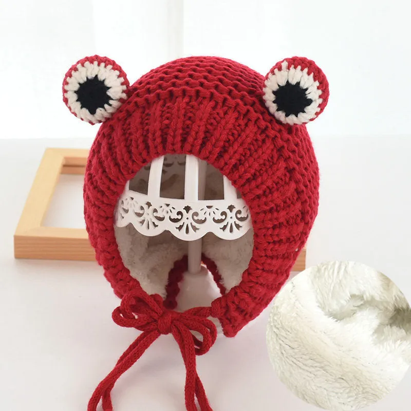 Cute Frog Cartoon Winter Kids Knitted Beanie Hat