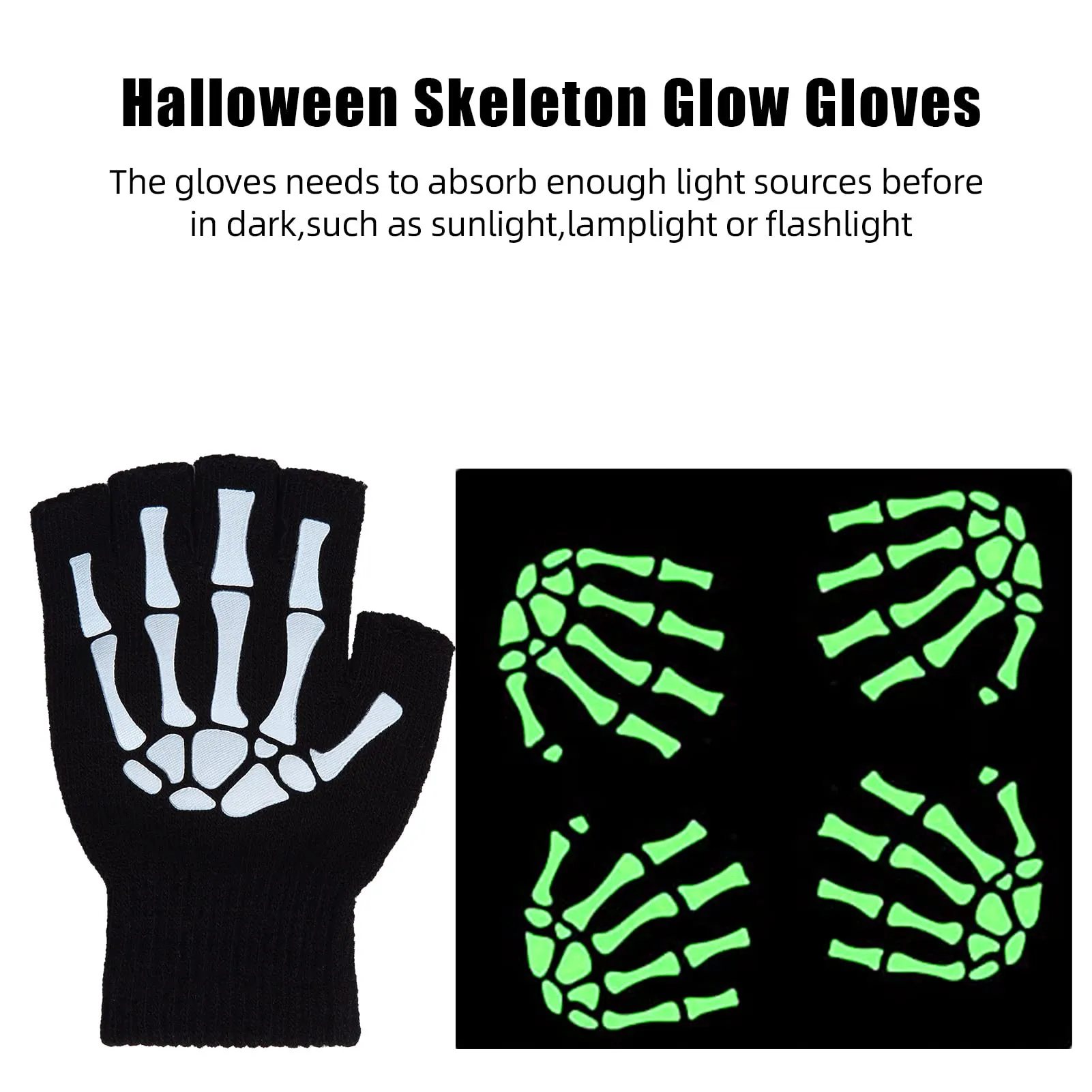 CYNDIE 3 Pairs Halloween Gloves Stretch Knitted Gloves