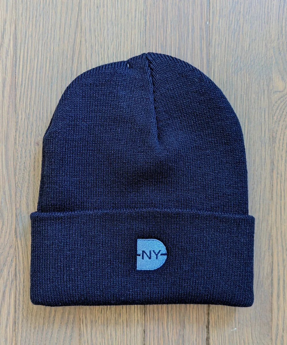 Dave's New York Embroidered Iconic Logo Beanie - Navy