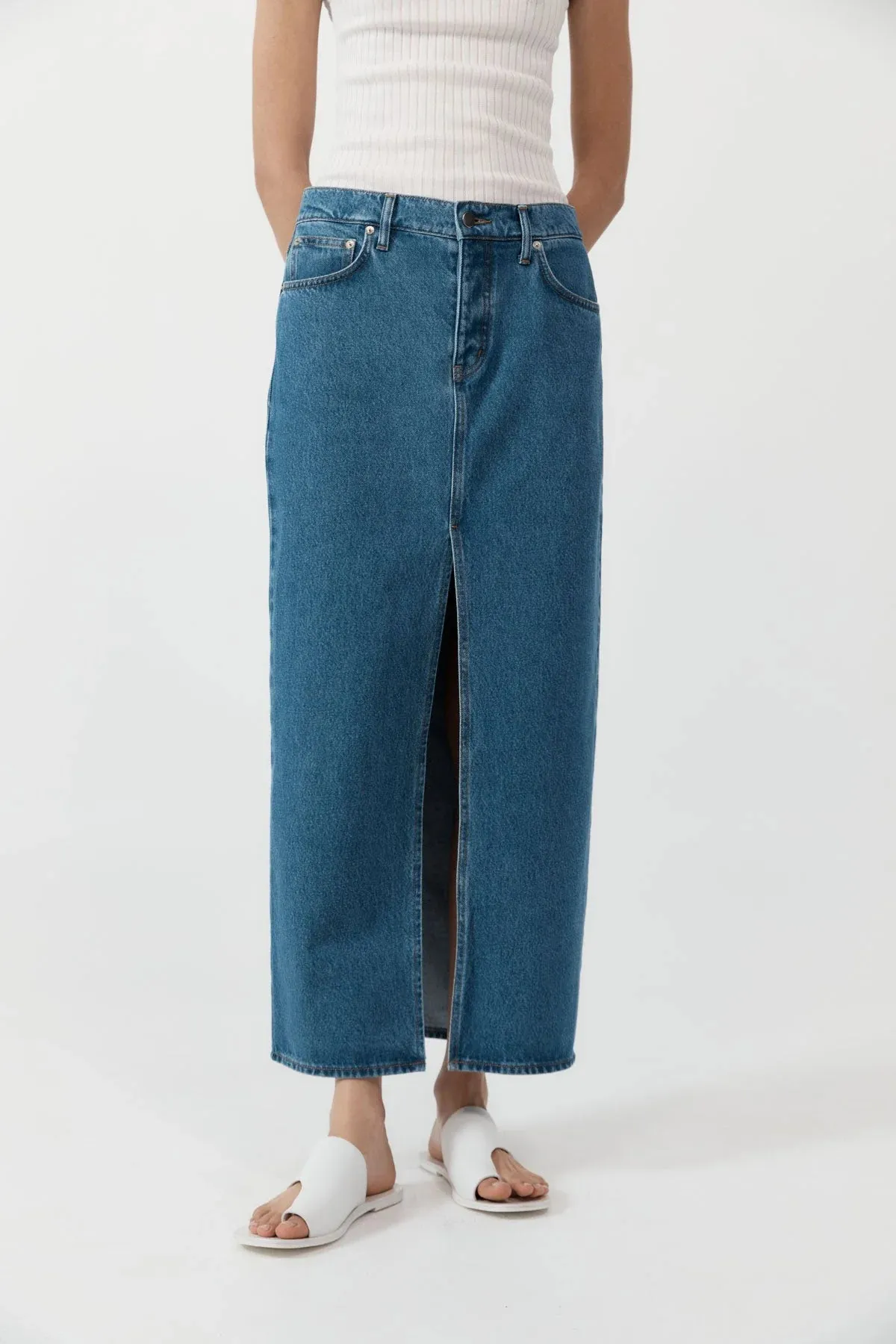 DENIM MAXI SKIRT - DENIM BLUE