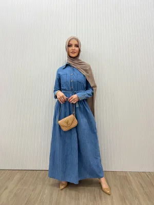 DENIM WAISTLINE DRESS