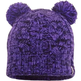 DexShell Youth Cable Knit Twin Pom Pom Beanie Hat - Purple