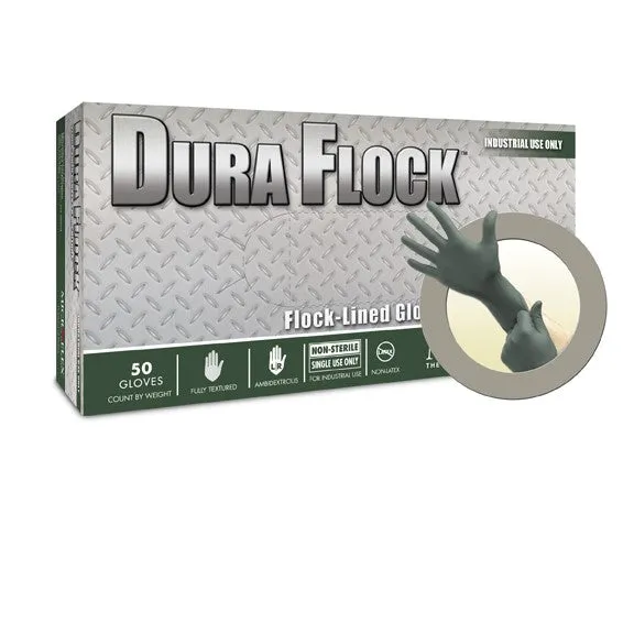 DFK-608-XXL Microflex Dura Flock Flock Lined Industrial-Grade Nitrile Gloves,XXL