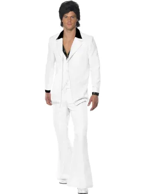 Disco Fever 1970's White Suit Men's Costume For Sale