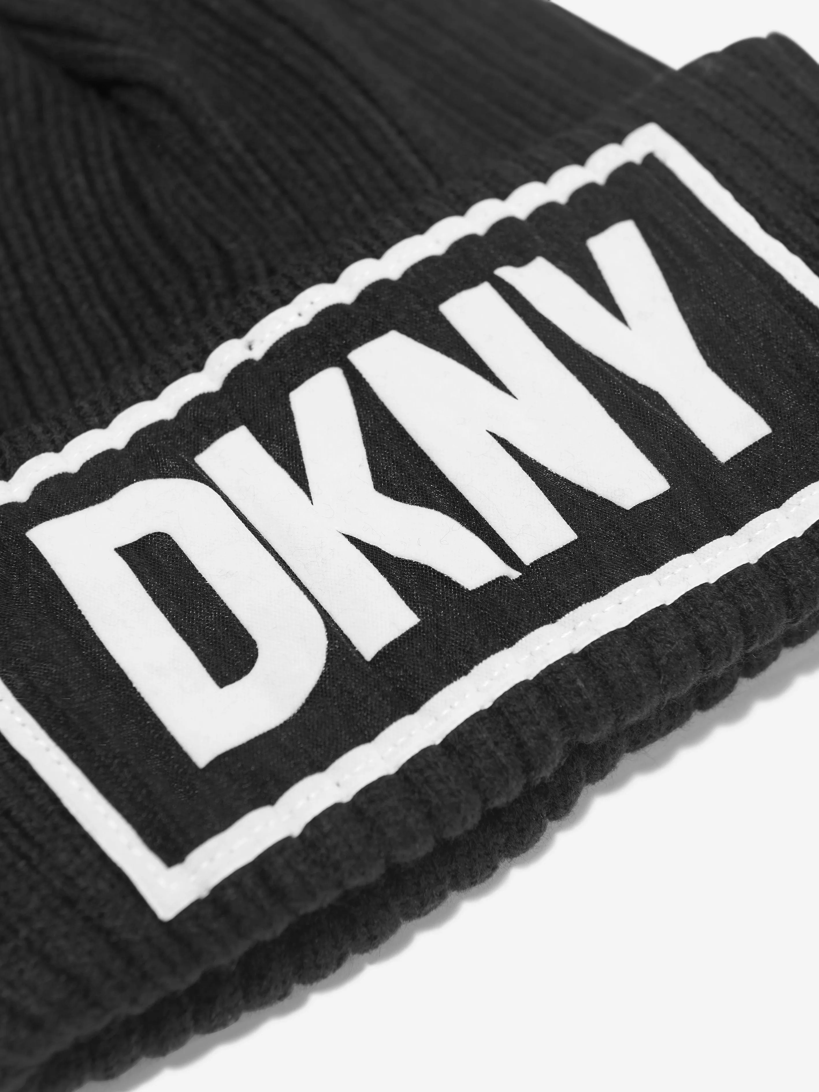 DKNY Girls Knitted Logo Pull On Hat