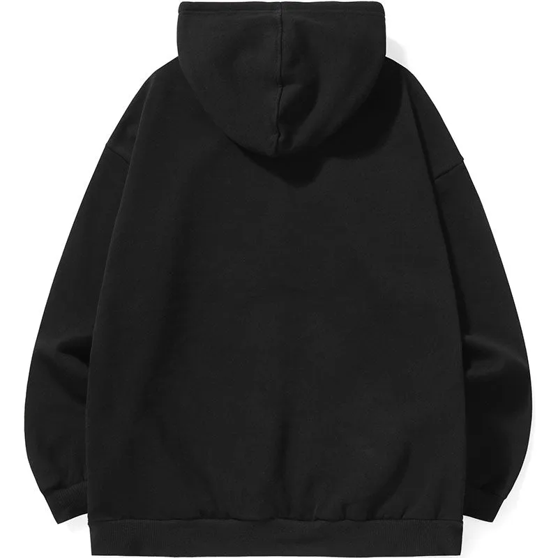 Drawstring Kangaroo Pocket Plain Fine Knit Hoodies