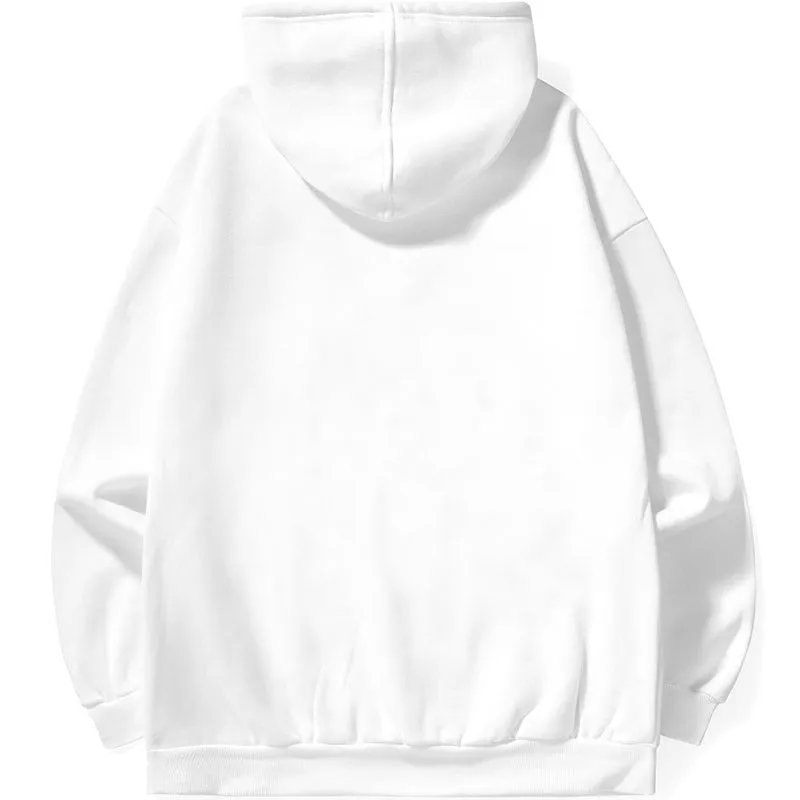 Drawstring Kangaroo Pocket Plain Fine Knit Hoodies