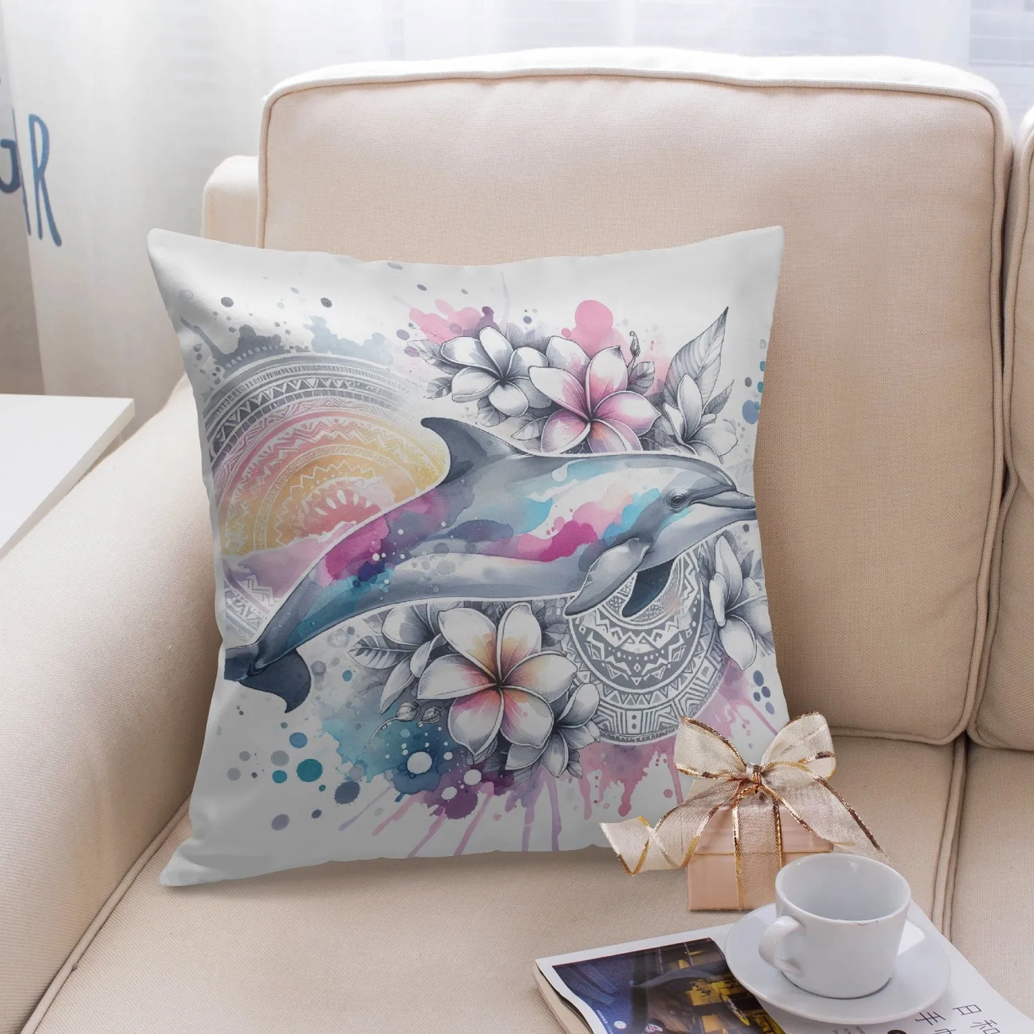 Dynamic Dolphin Undersea Pillow Cover