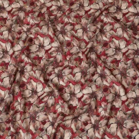 Elegant Crimson Floral Viscose Fabric - 110 cm Wide-D19415