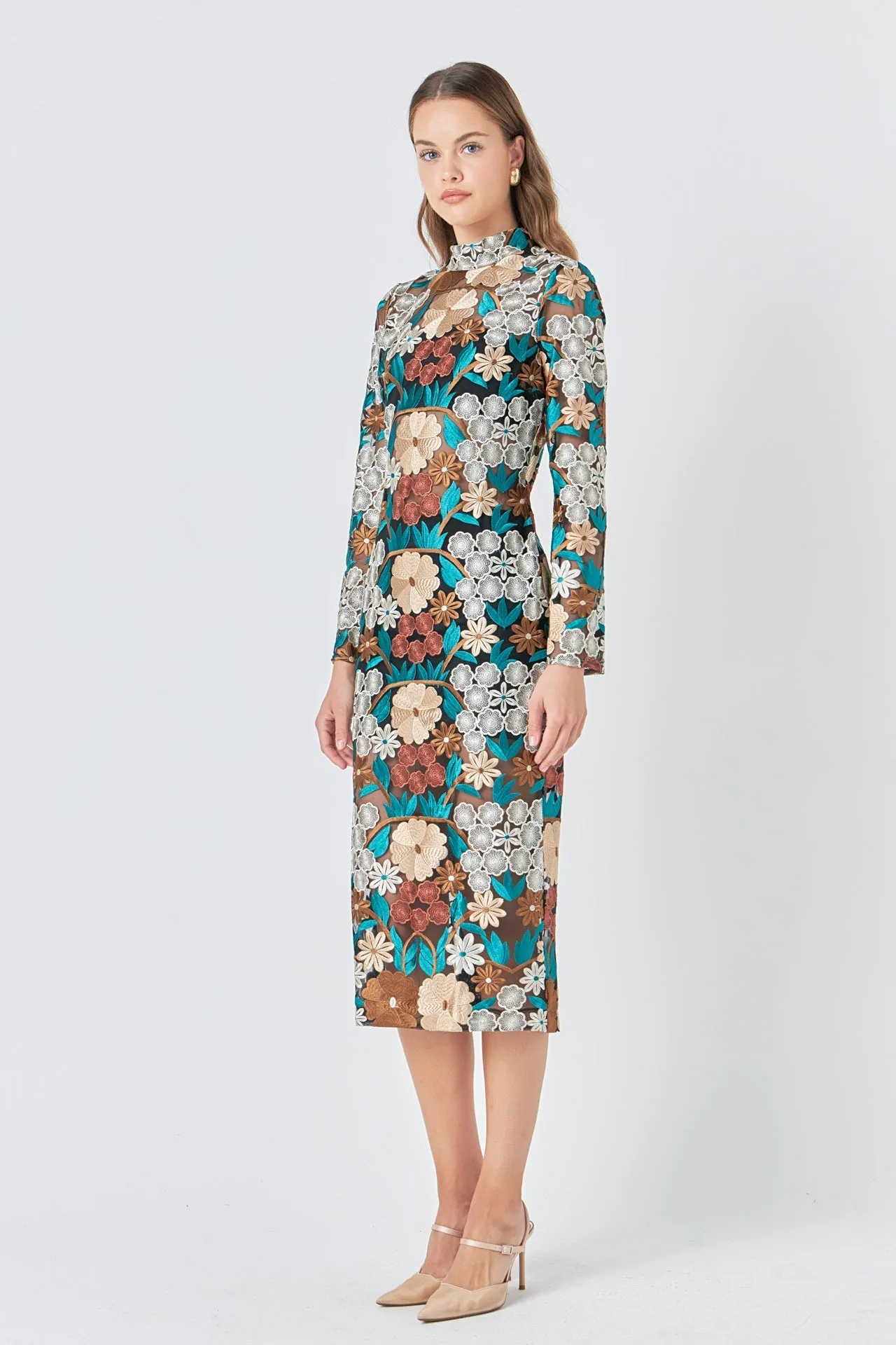 Endless Rose - Floral Embroidered Midi Dress