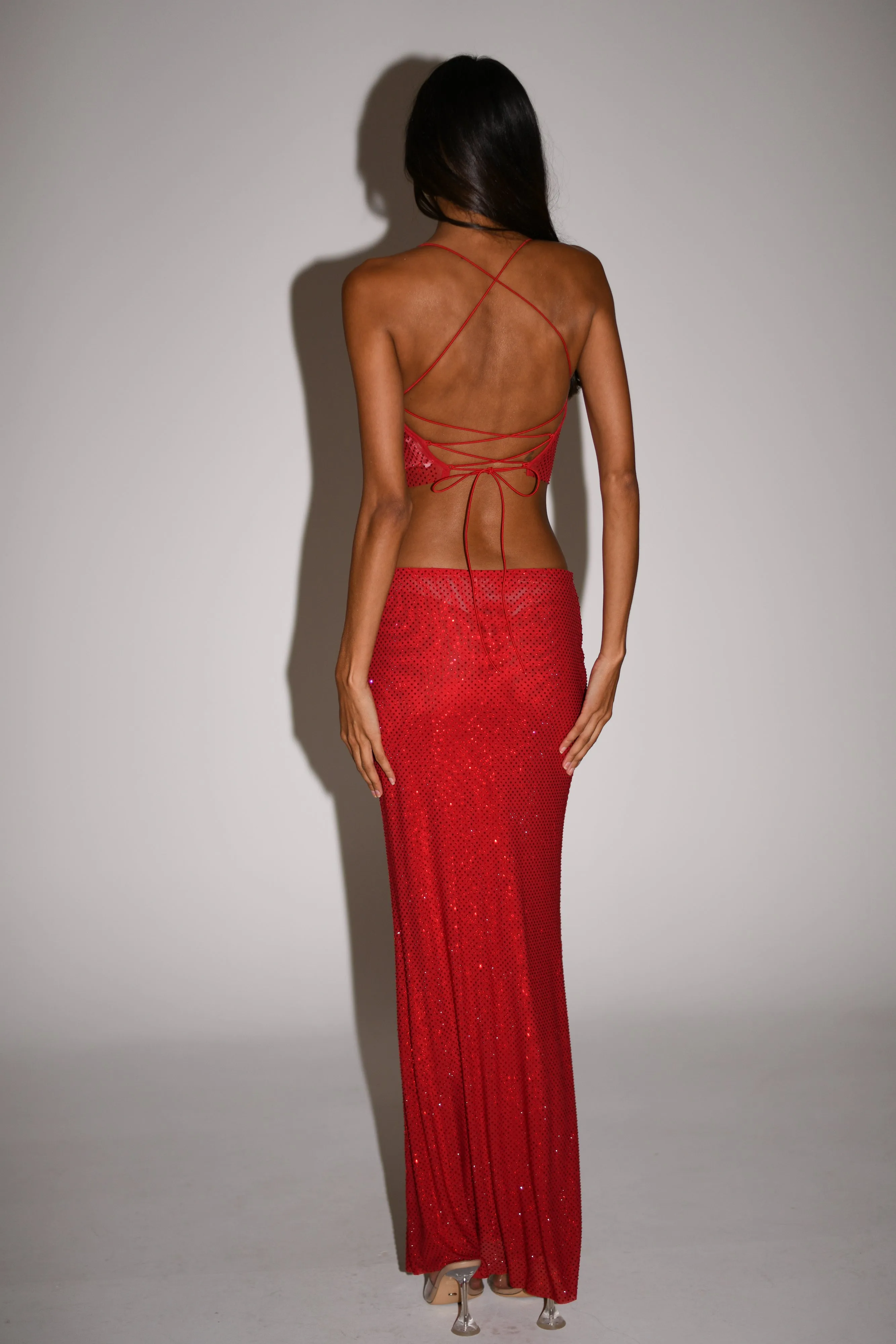 Erika Diamante Maxi Skirt - Vermilion Red