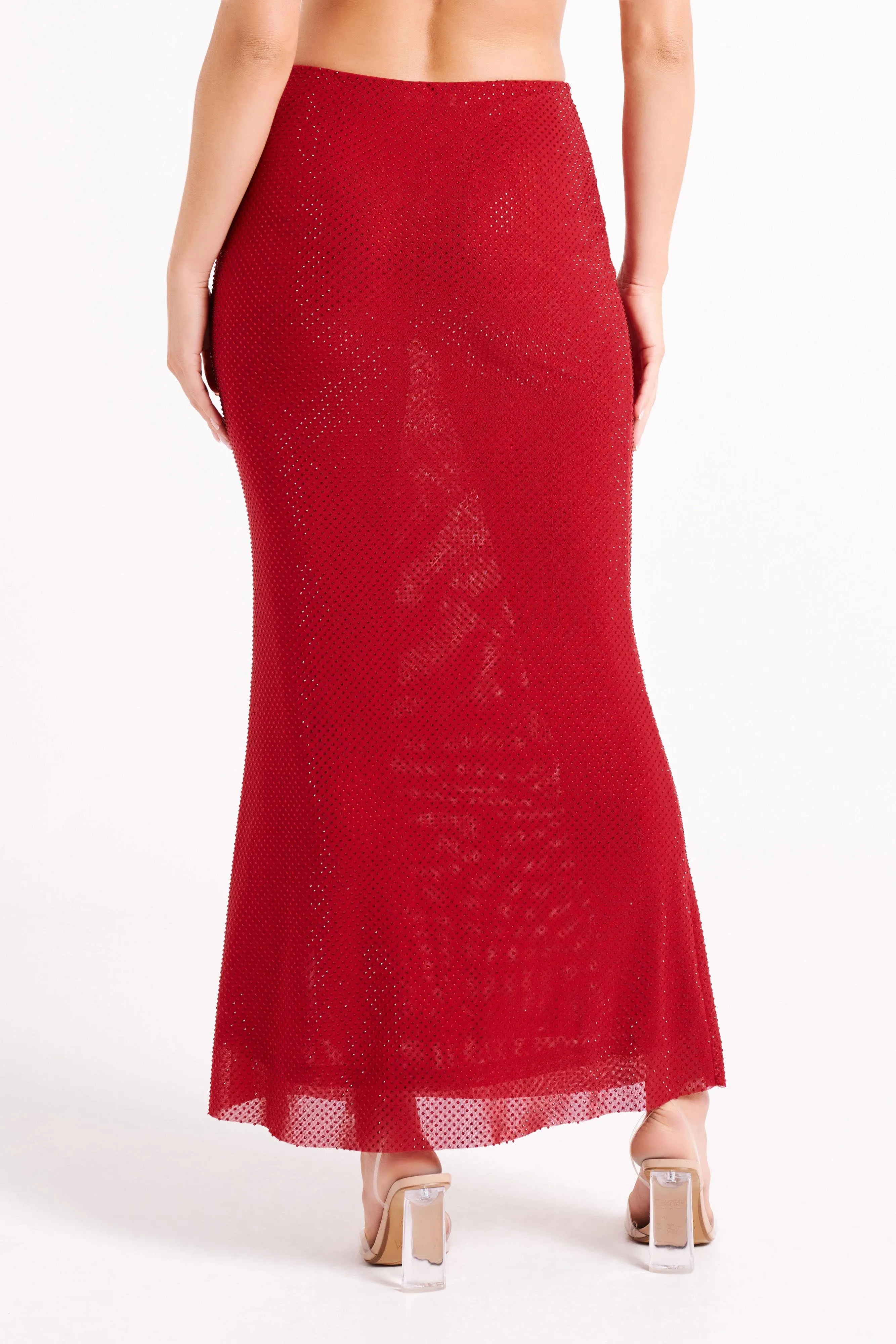 Erika Diamante Maxi Skirt - Vermilion Red