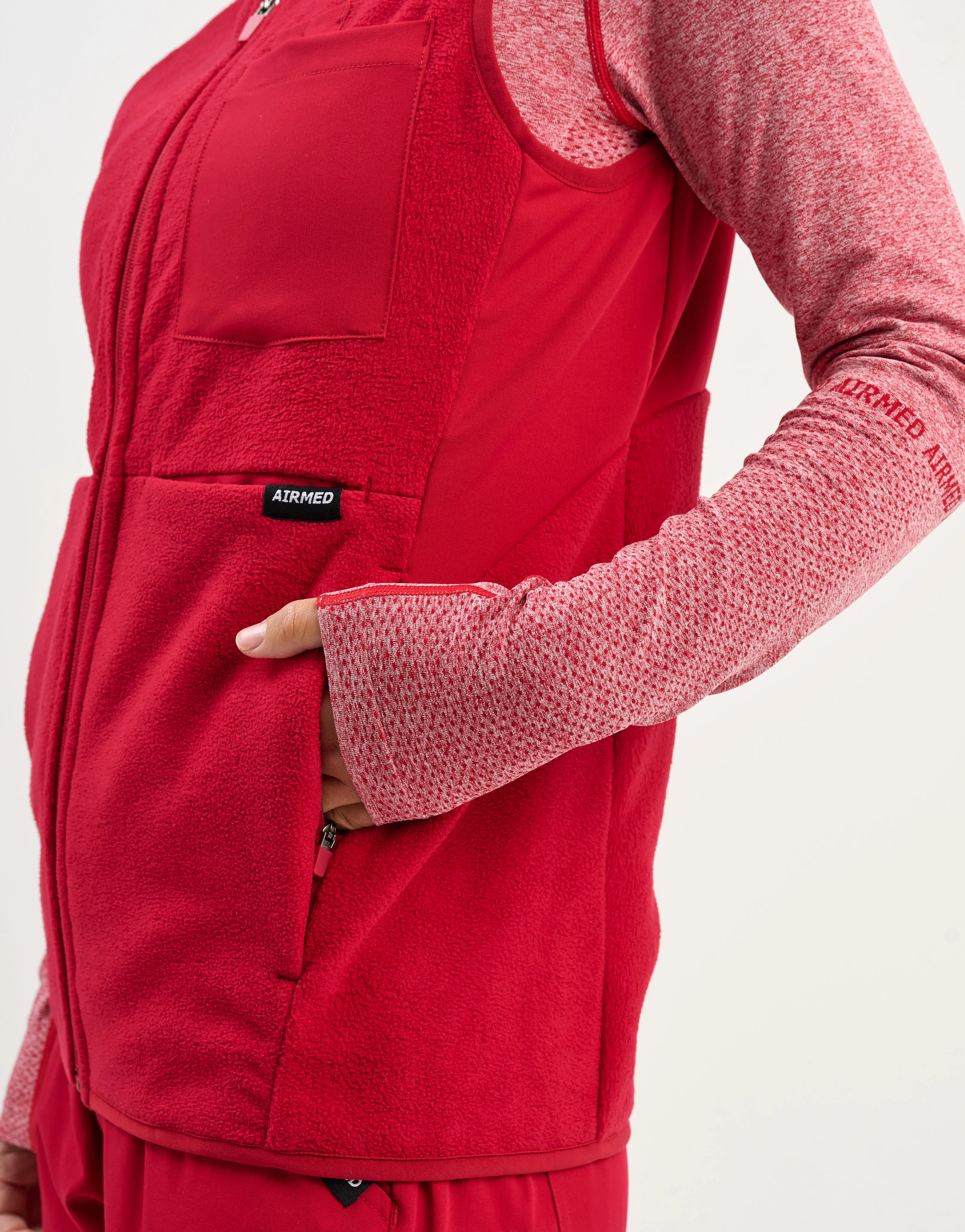 Essential Fleece Vest - Cherry Red