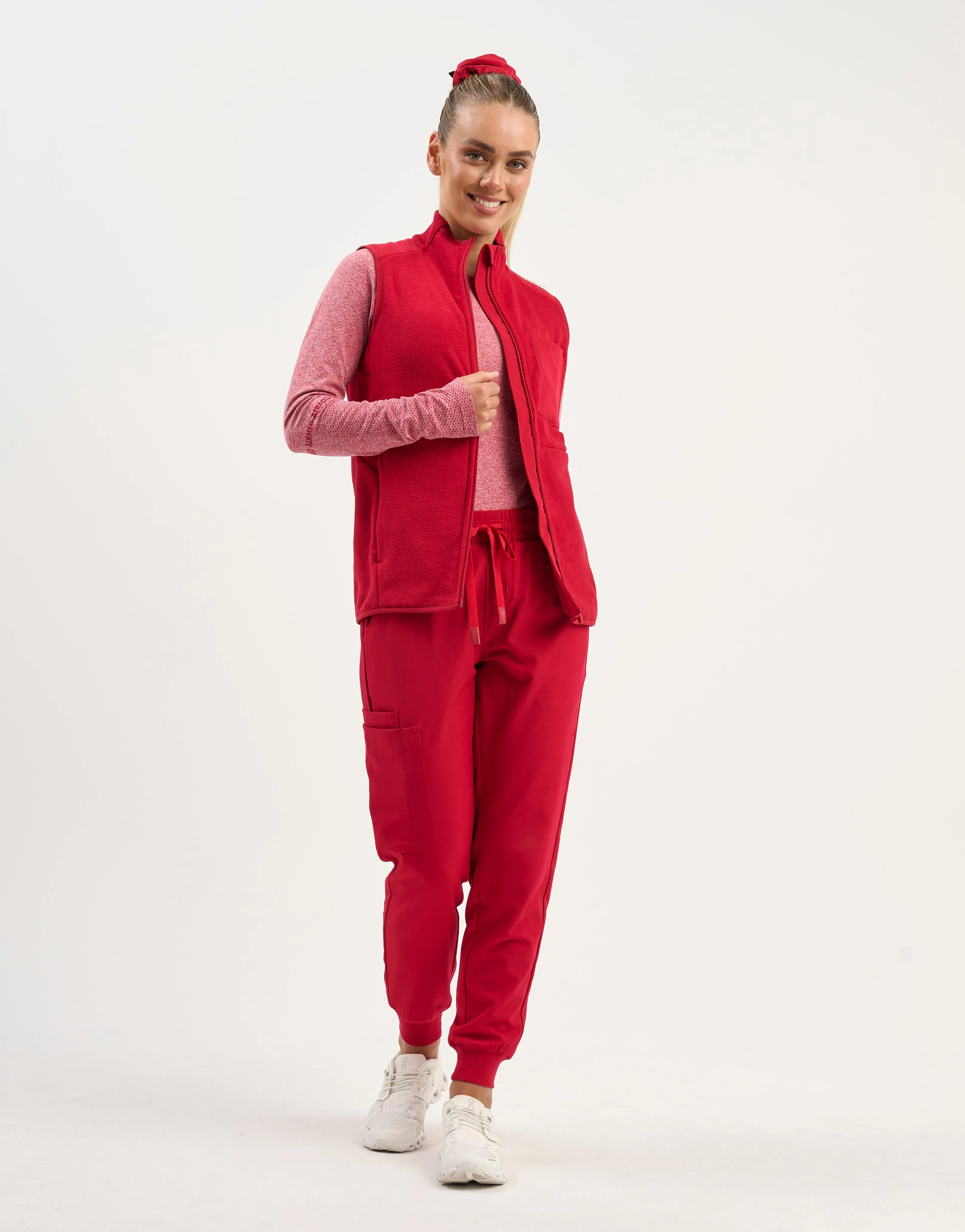 Essential Fleece Vest - Cherry Red