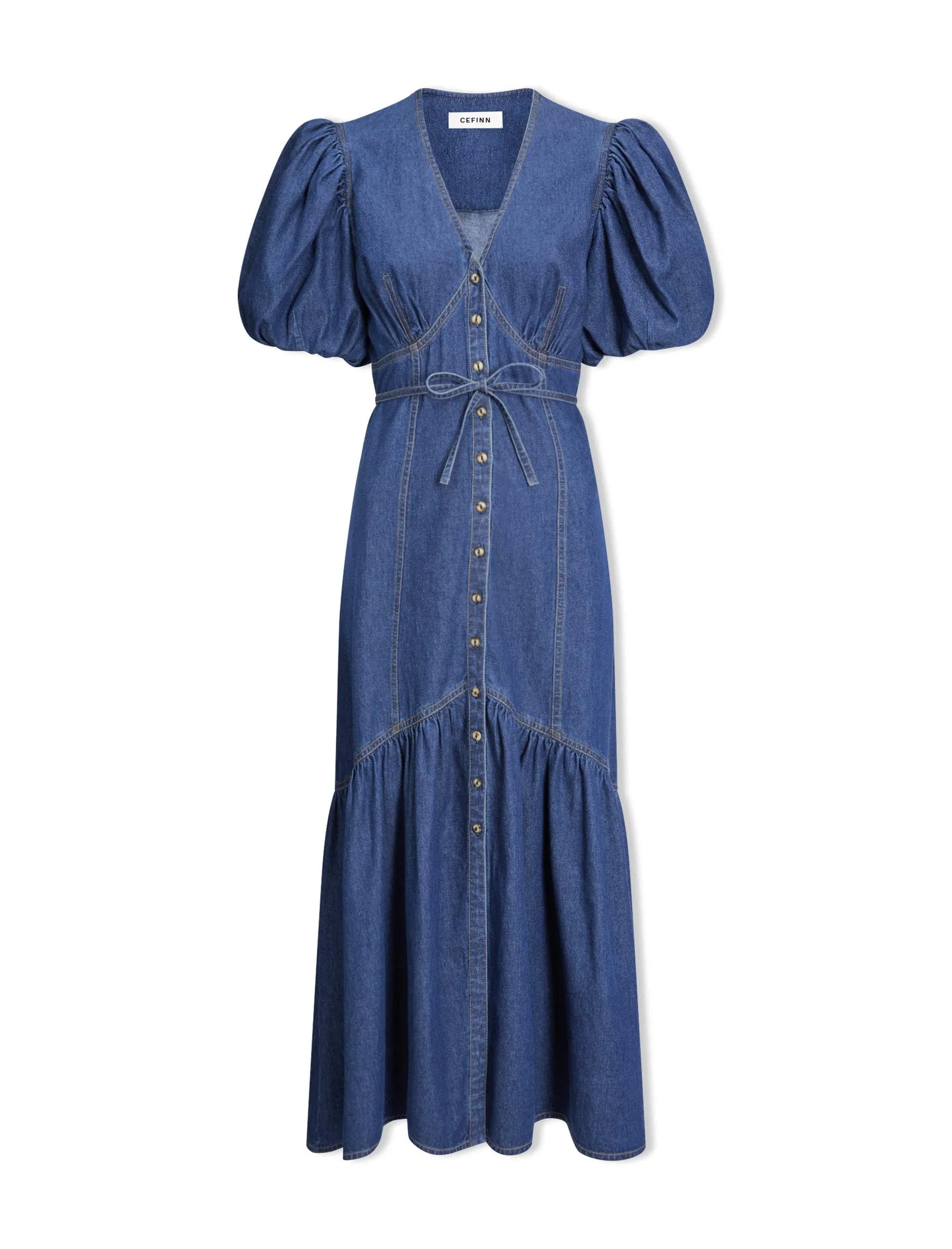 Este Denim Maxi Dress - Light Blue