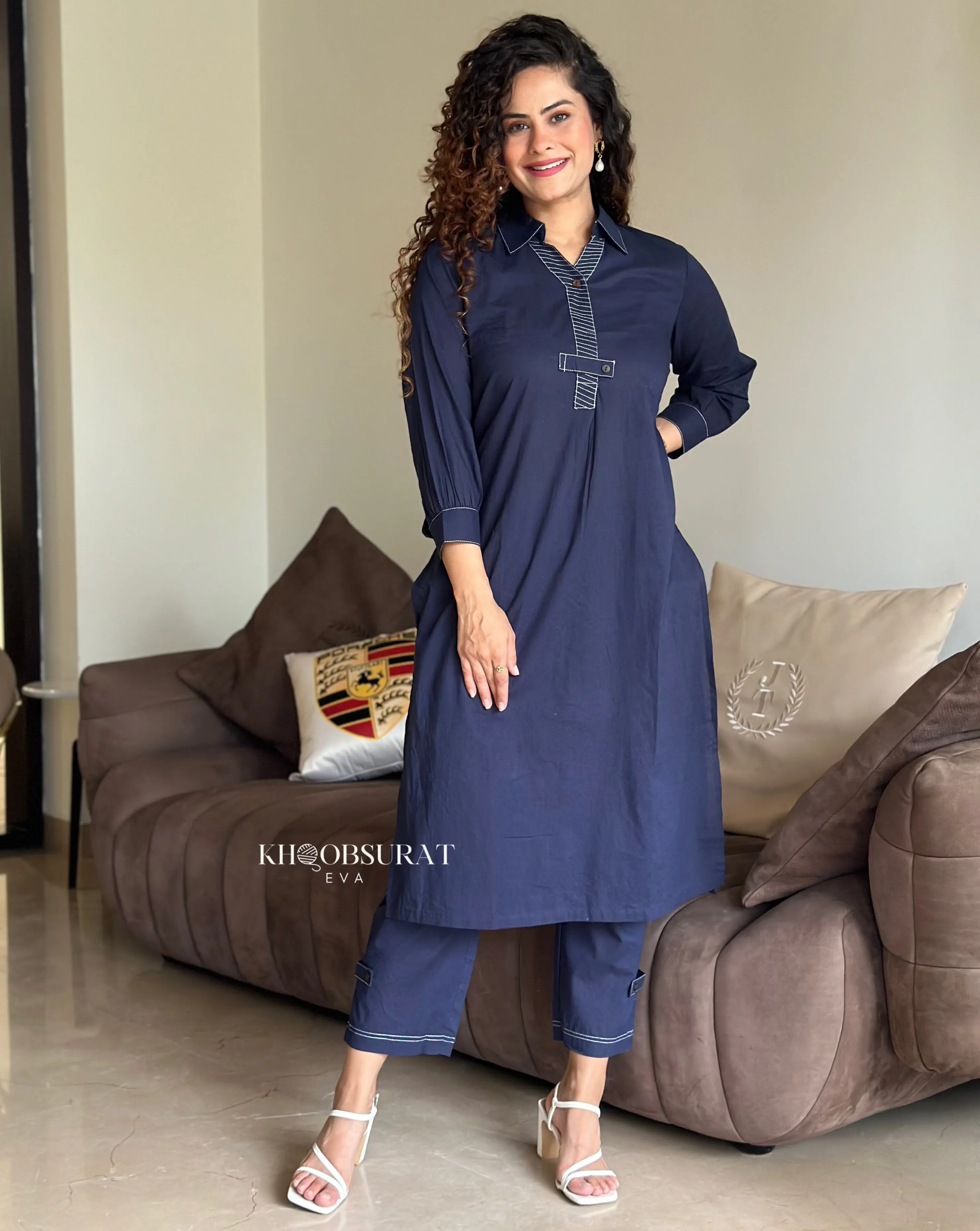 Everyday Cotton Blue Kurta Set