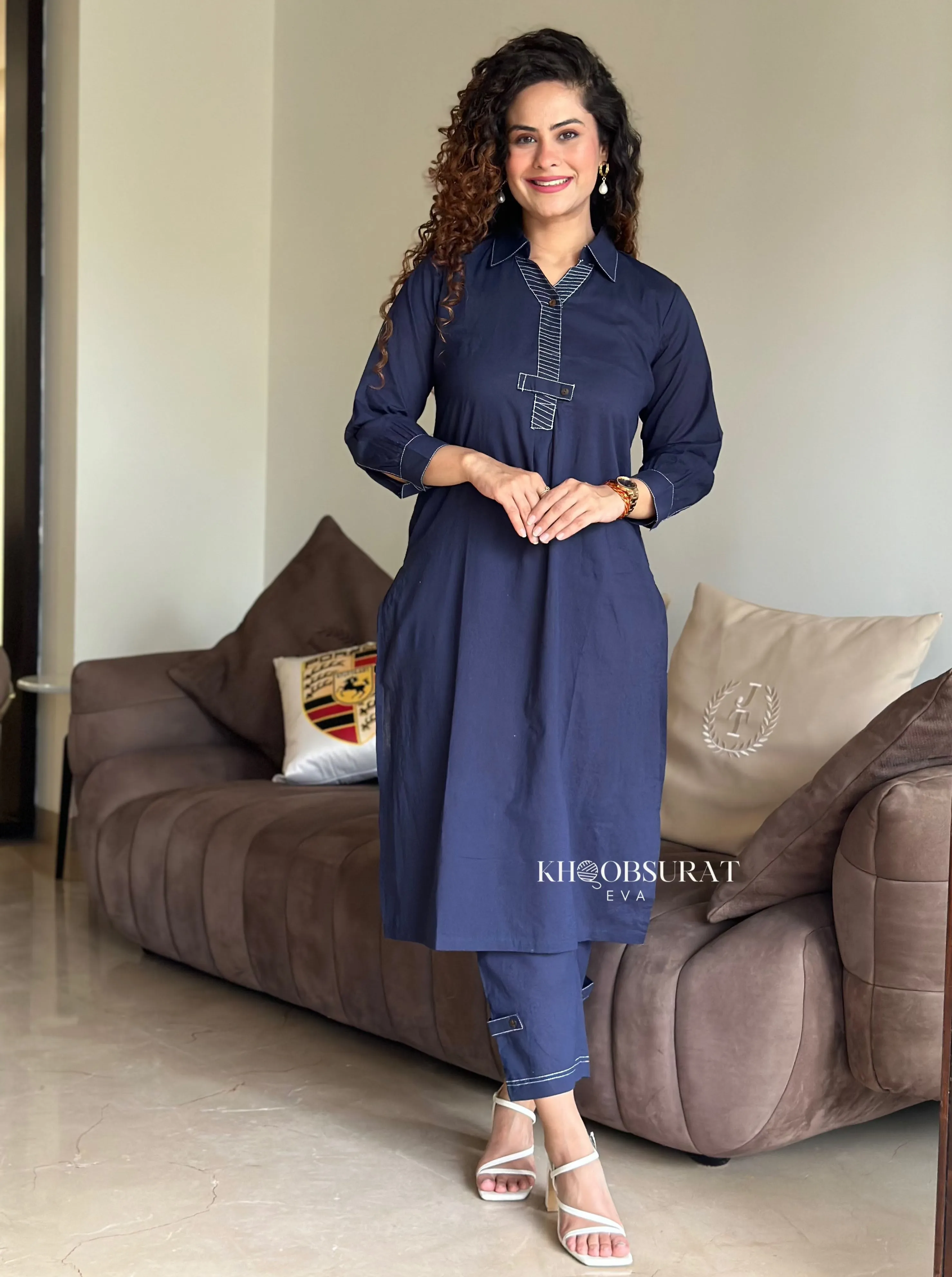 Everyday Cotton Blue Kurta Set