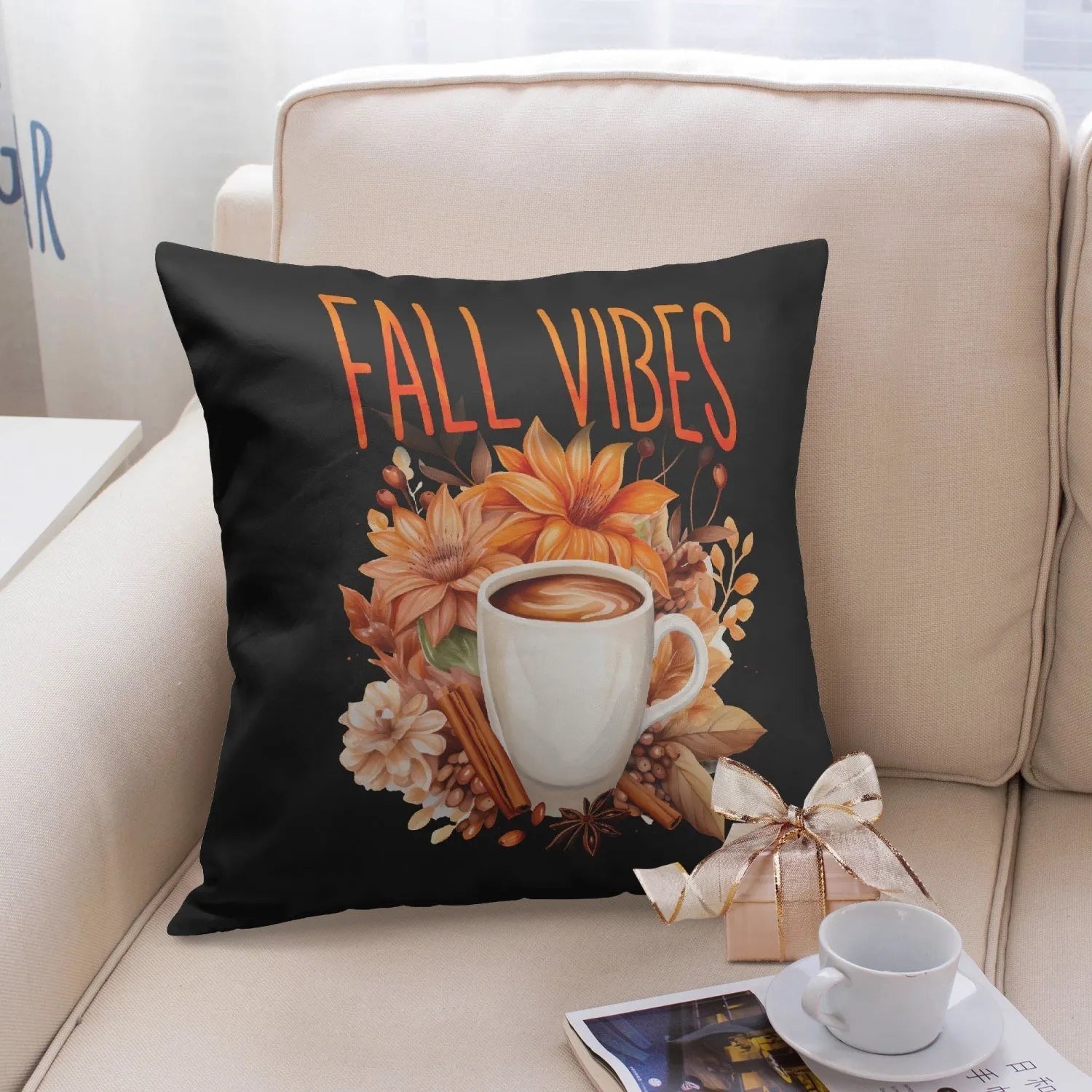 Fall Vibes 18" Square Pillow Cover