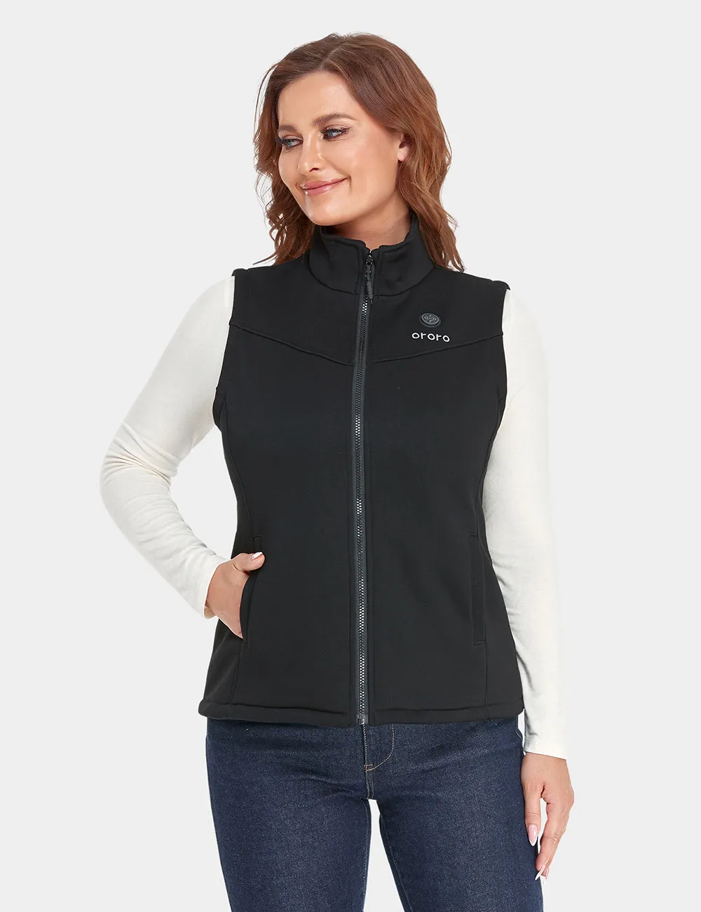 Final Sale - Women's Heated Fleece Vest - Black