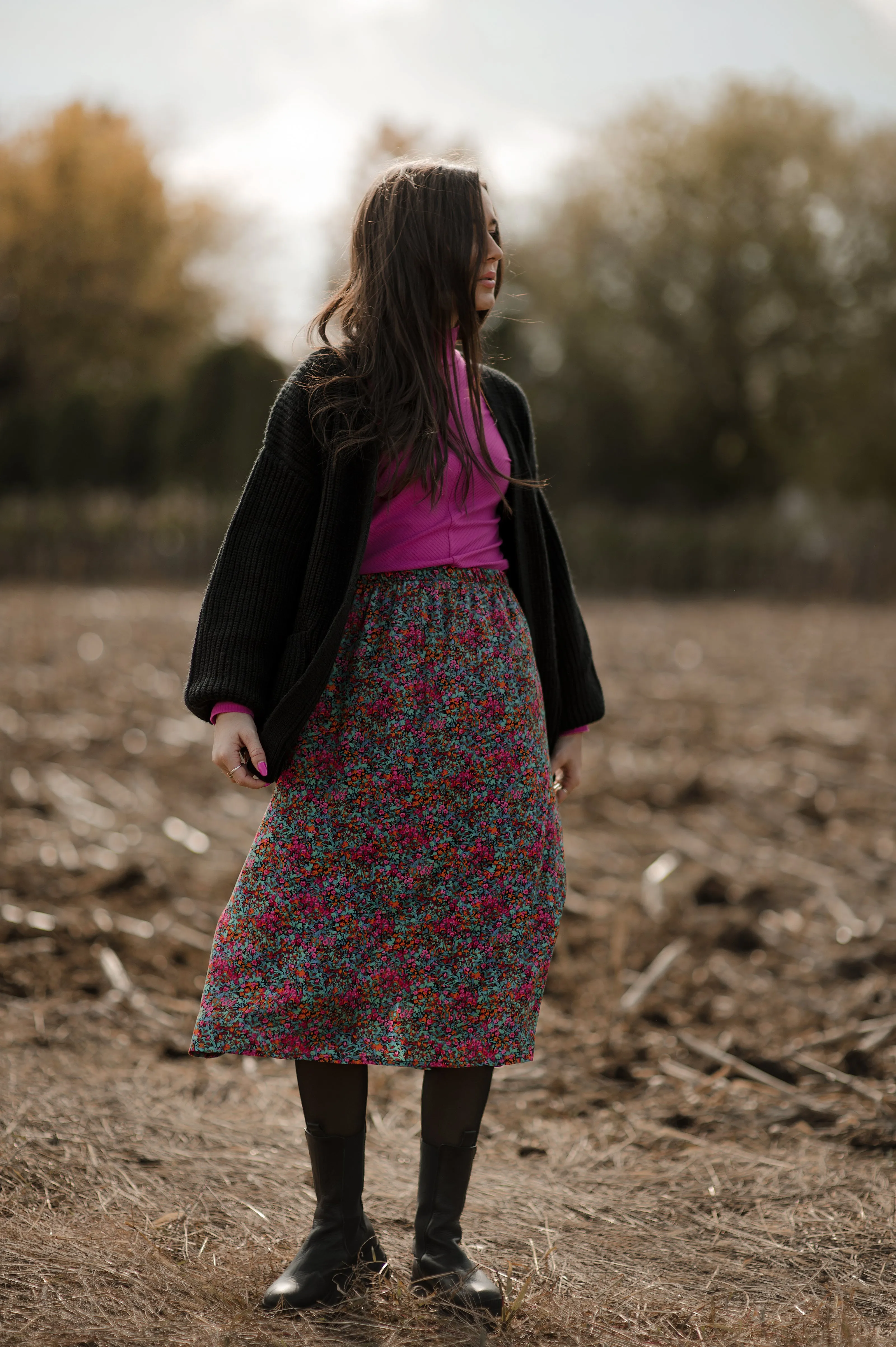 Floral midi skirt