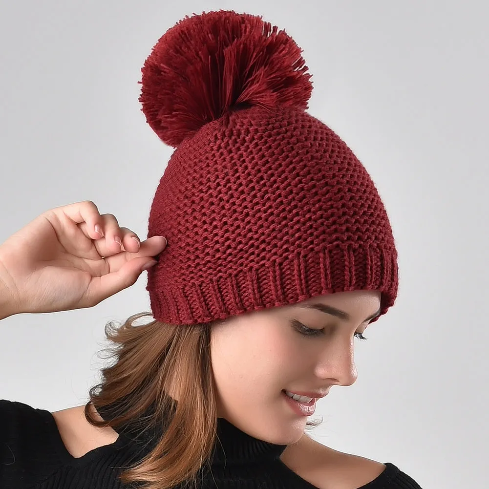 FURTALK Winter Women  Yarn Pom Pom HAT HTWL095