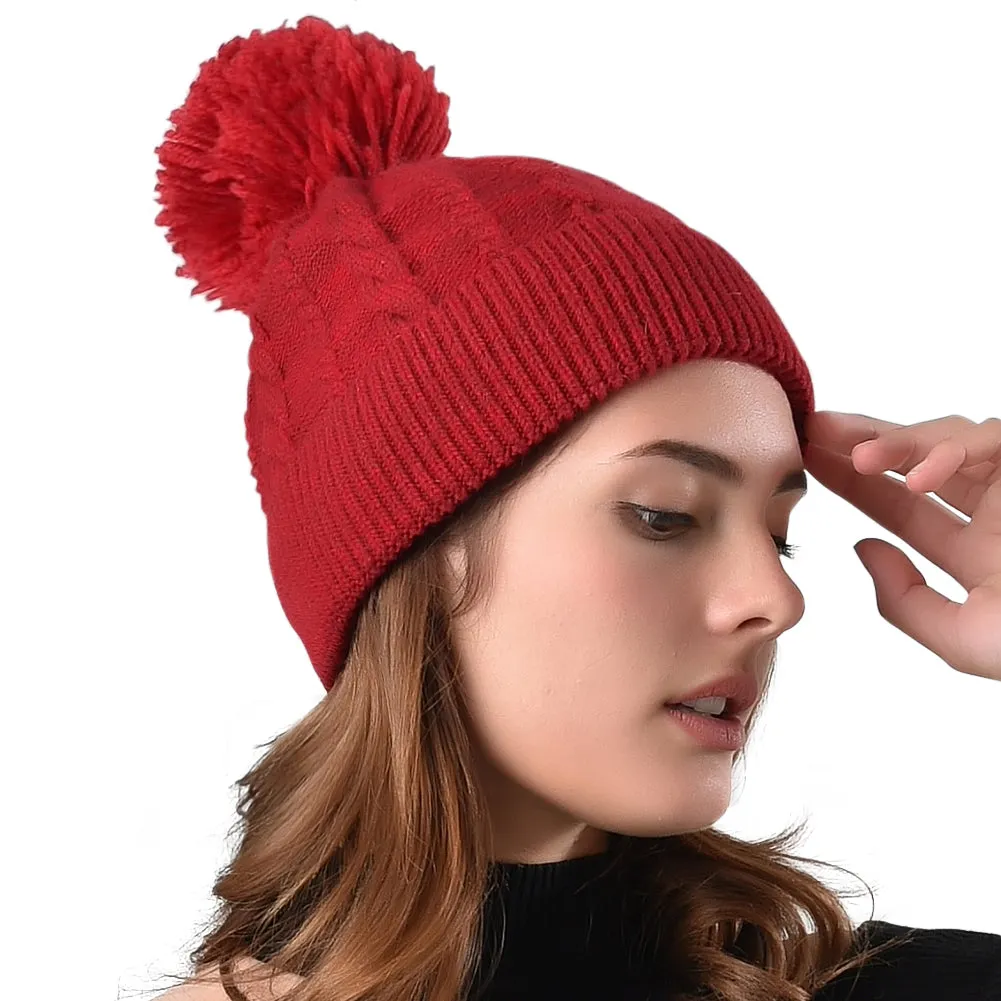 FURTALK Women Winter  Yarn Pom Pom Hat Drop Shipping AD001