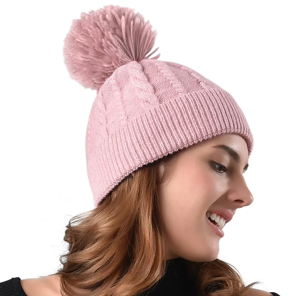 FURTALK Women Winter  Yarn Pom Pom Hat Drop Shipping AD001