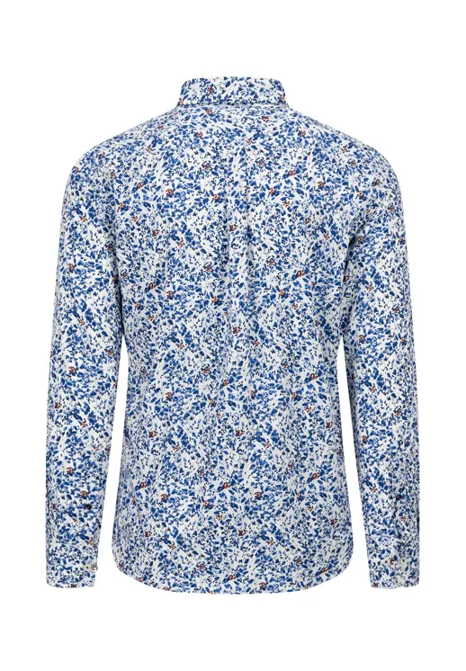 FYNCH HATTON® Flower Print Shirt/Mercurial Blue - New AW24