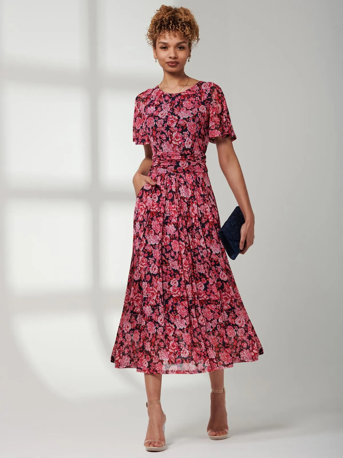 Giana Floral Midi Dress, Navy Floral