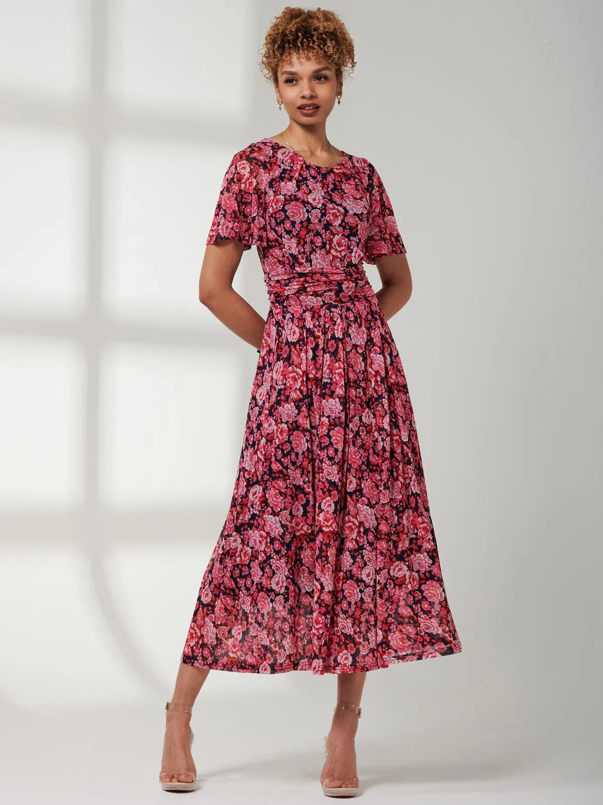 Giana Floral Midi Dress, Navy Floral