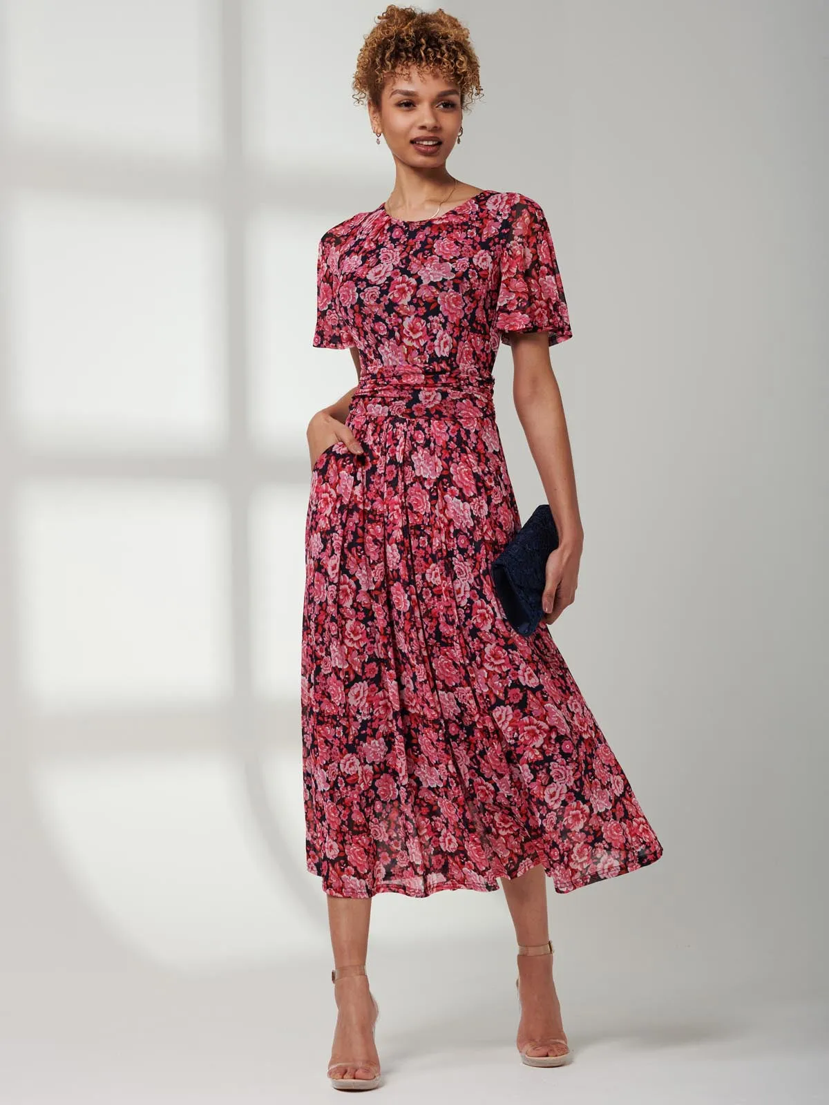 Giana Floral Midi Dress, Navy Floral