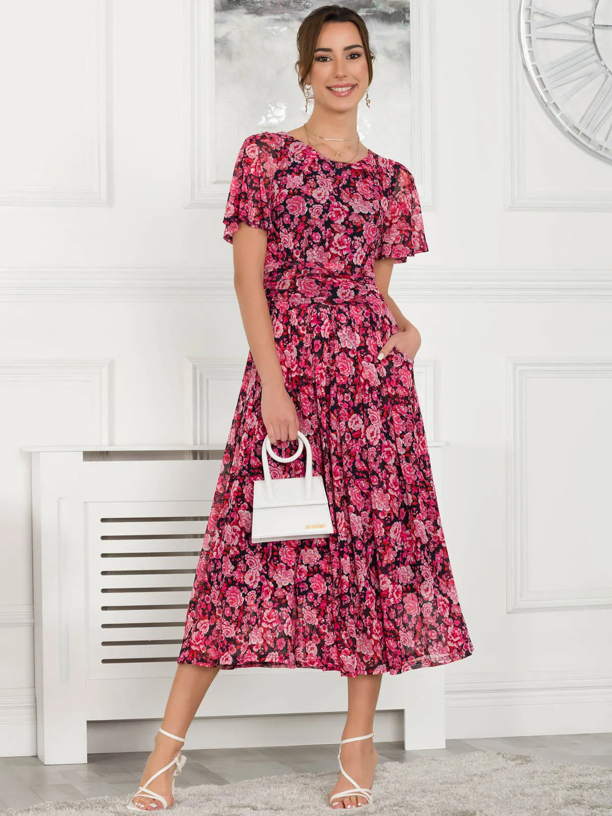 Giana Floral Midi Dress, Navy Floral