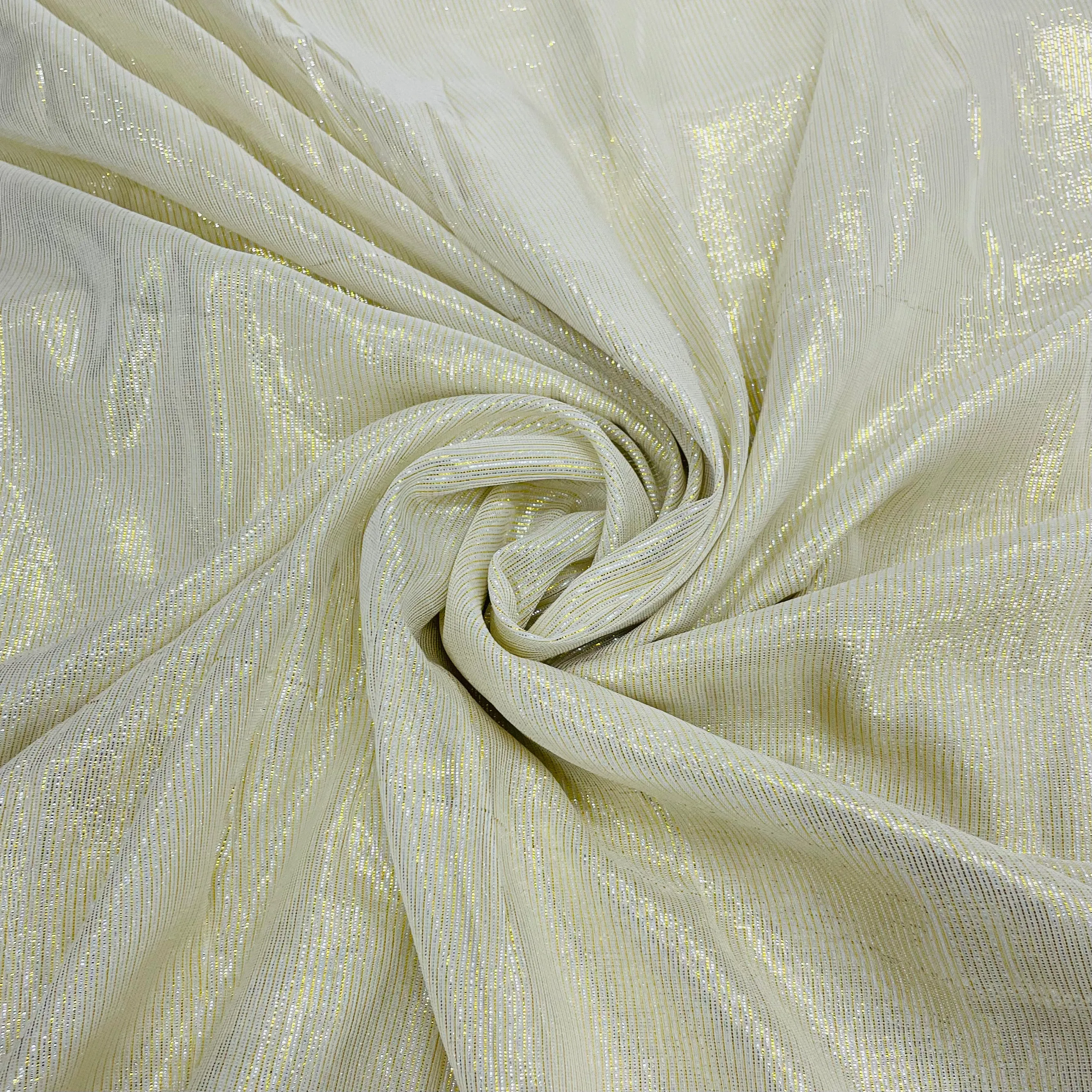 Golden Lurex Dyeable Georgette Jacquard Fabric