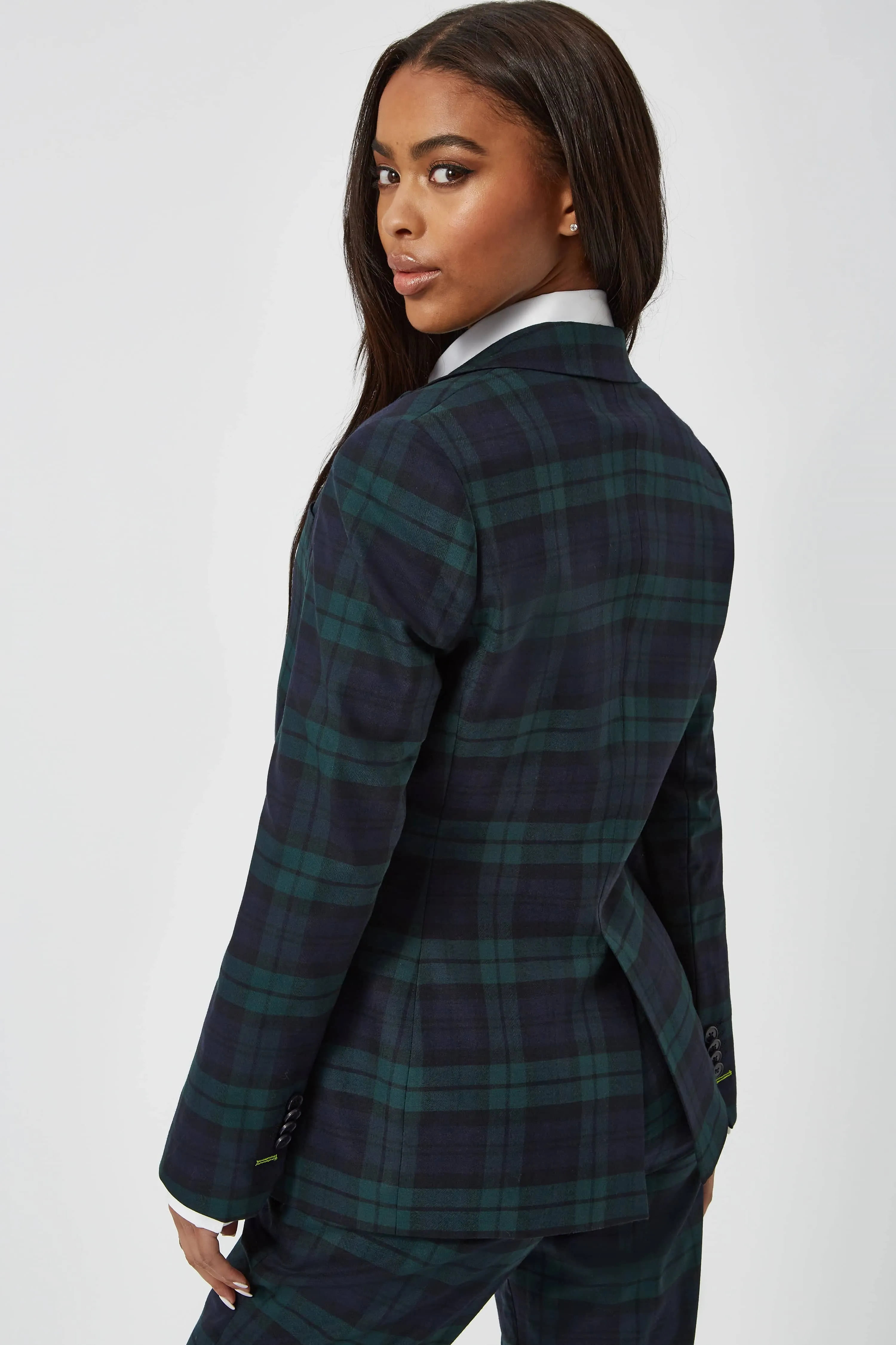 Grace Skinny Fit Green Tartan Jacket - ARCHIVE