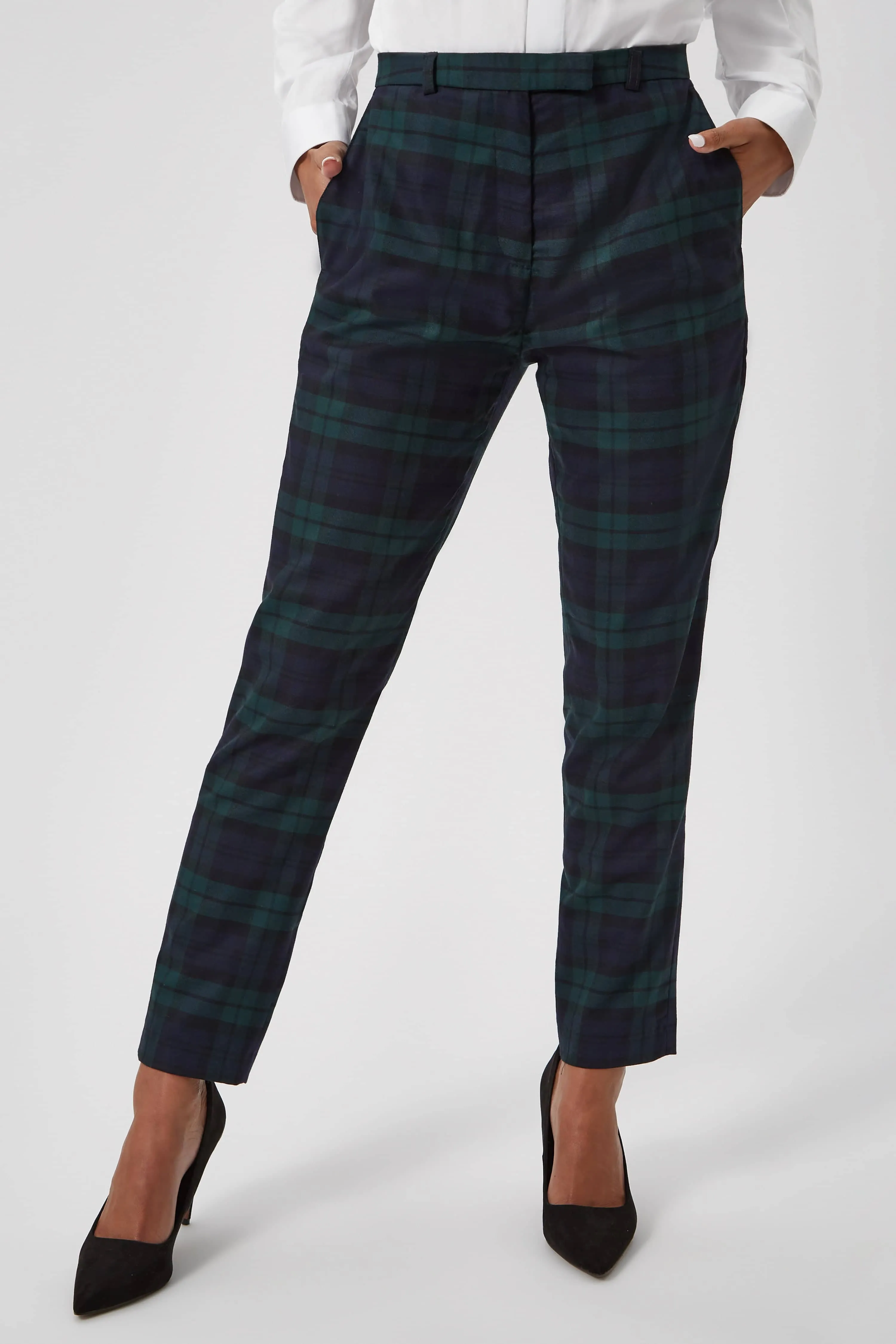 Grace Skinny Fit Green Tartan Trousers