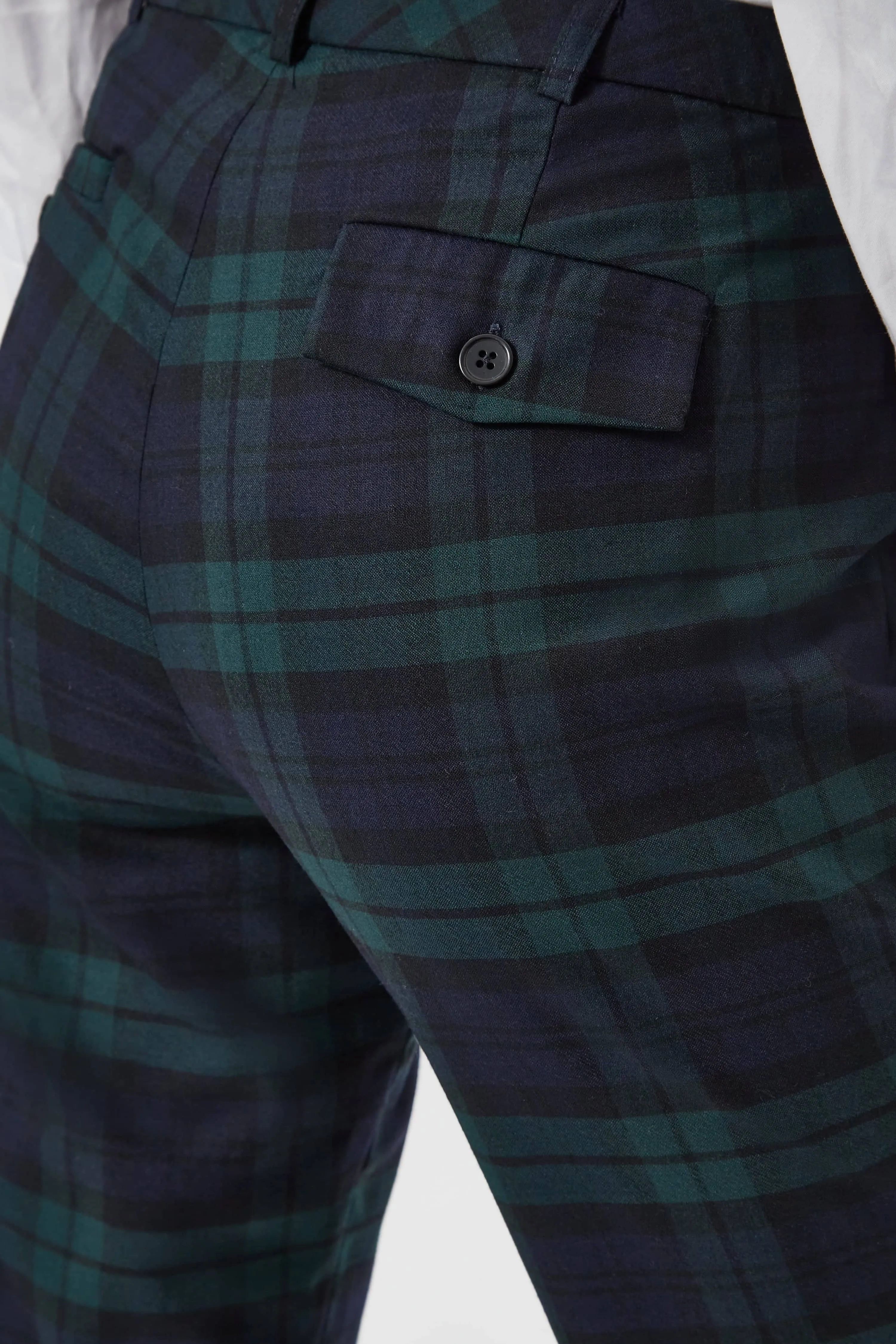 Grace Skinny Fit Green Tartan Trousers