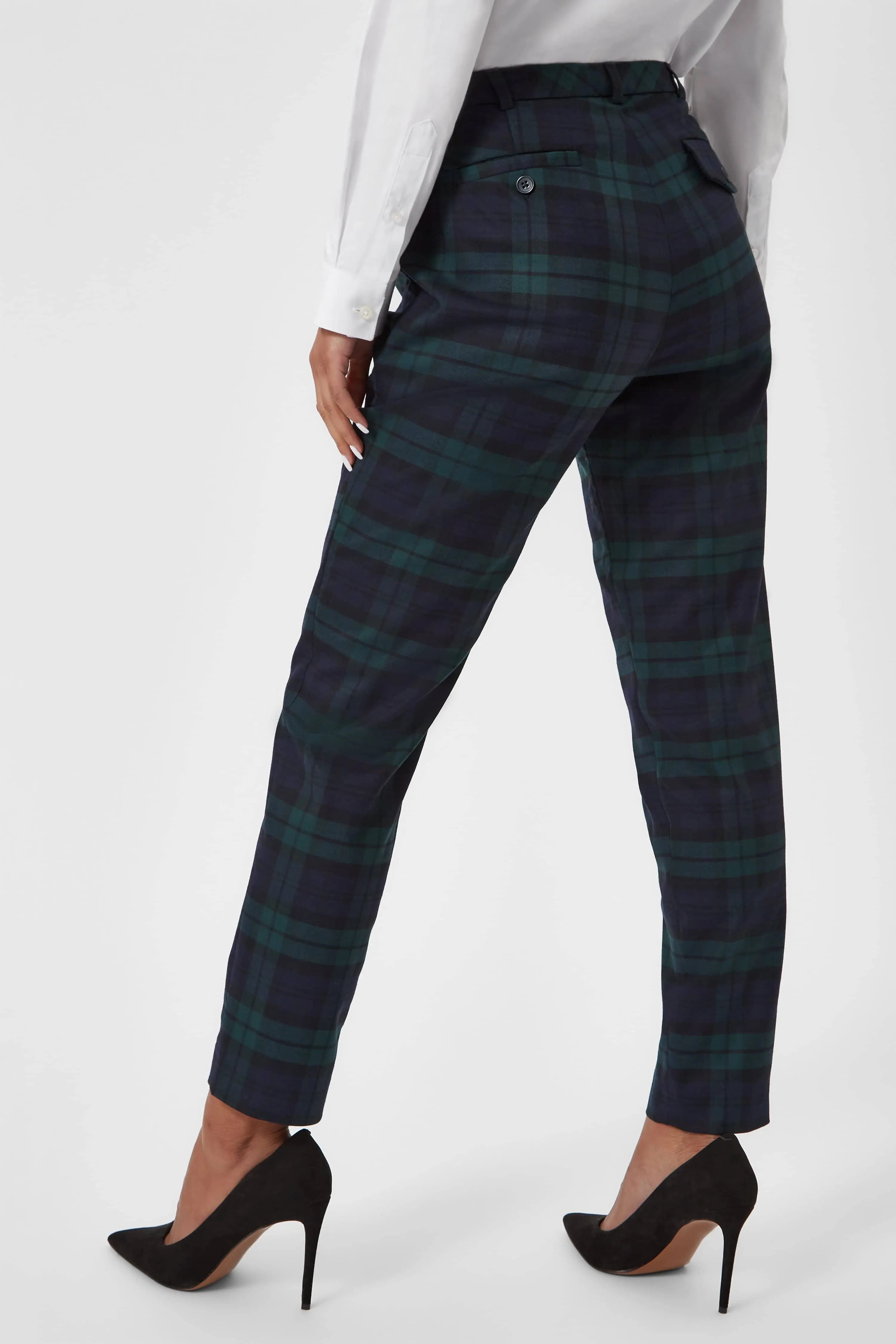 Grace Skinny Fit Green Tartan Trousers