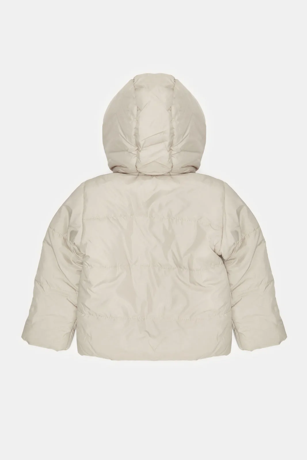 Infant Girls Beige Hooded Jacket