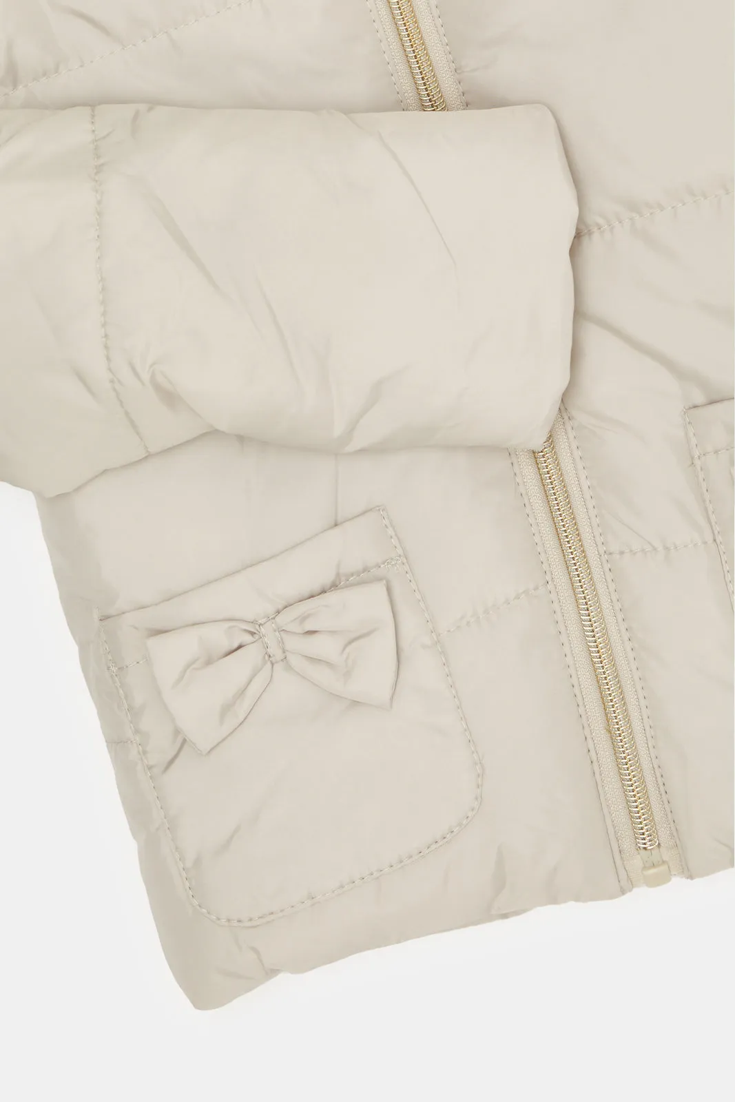 Infant Girls Beige Hooded Jacket