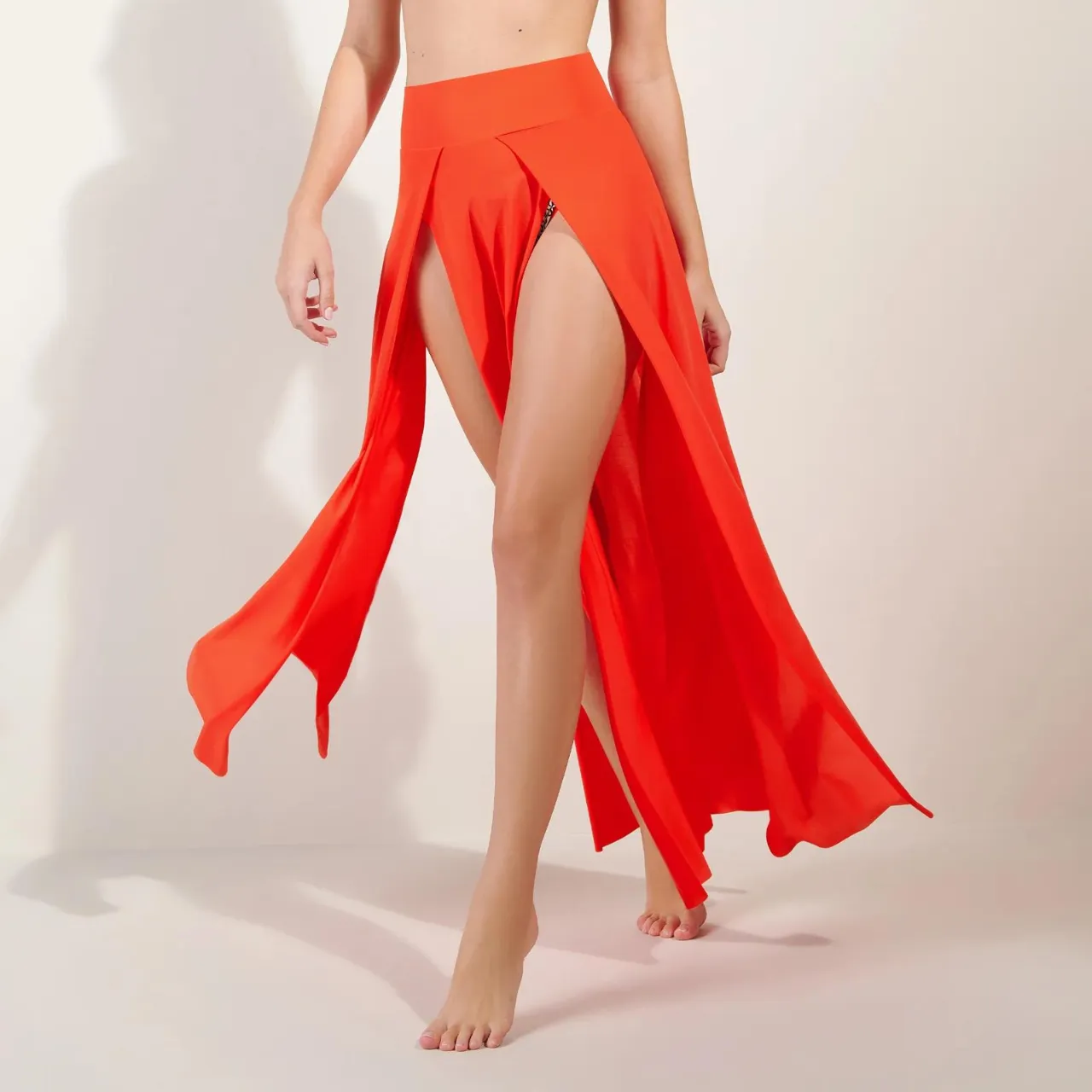 Jax Long Orange Slit Skirt