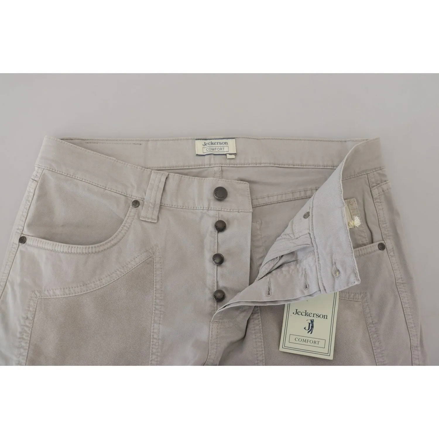 Jeckerson Elegant Gray Cotton Blend Pants