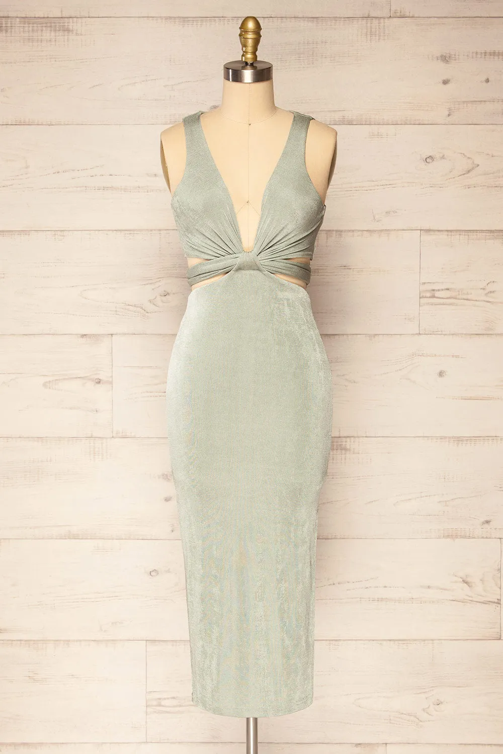 Jhoye Sage | Shimmery Midi Dress w/ Removable Top