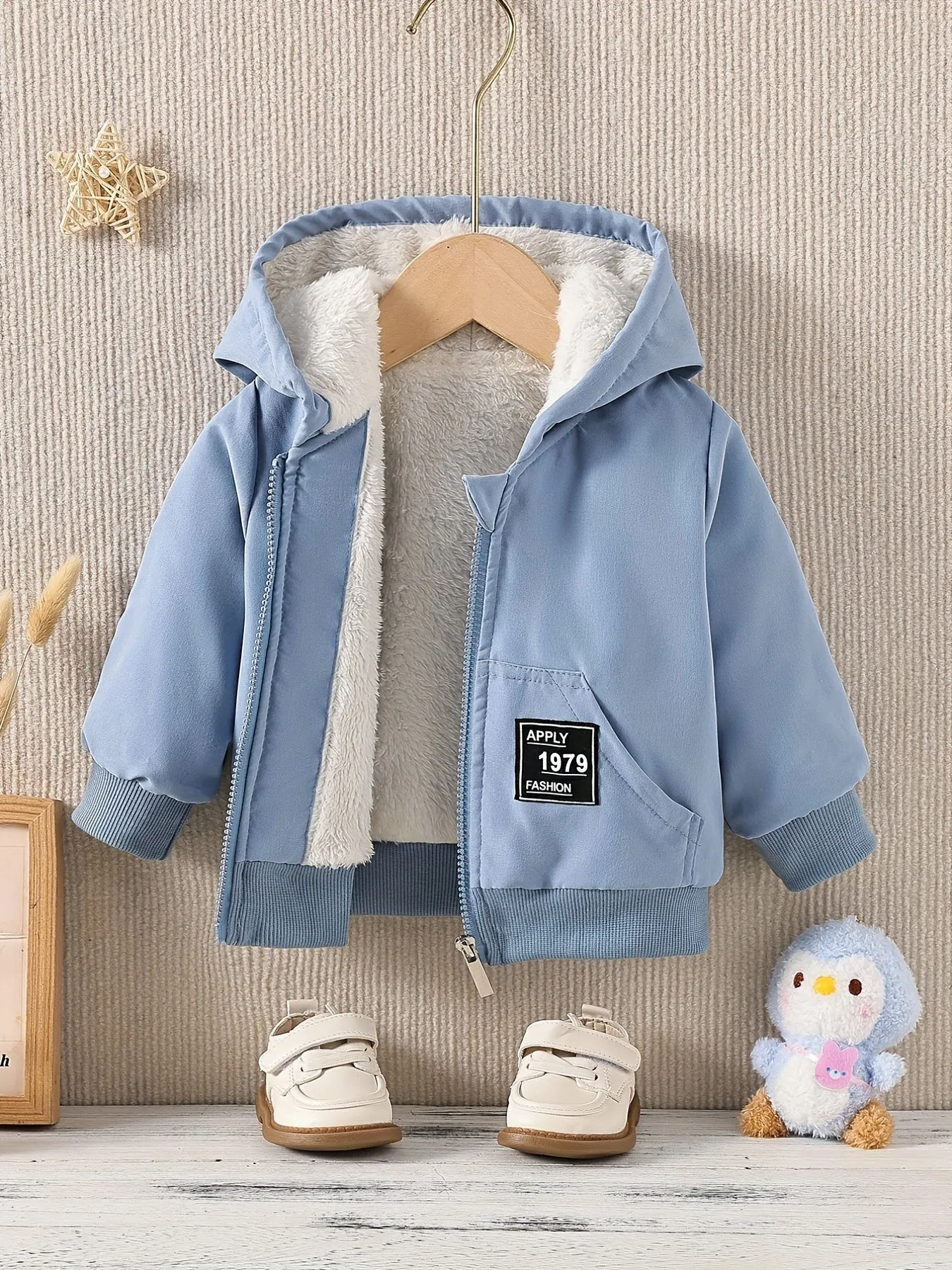 Kido Kids Fleece Lined Warm Hooded Zipper Coat, Toddler Baby's Casual Hoodie Jacket