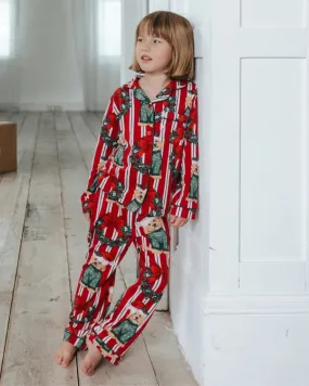 Kids Christmas Dog & Wreath Print Long Pyjama Set